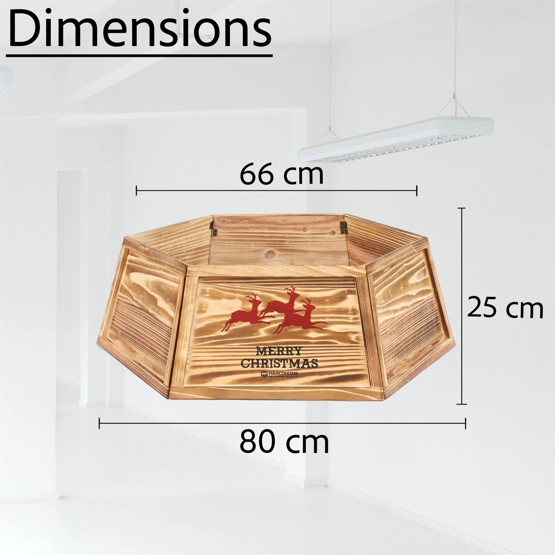 Christmas Tree Collar Foldable Wooden Stand Cover Burned Xmas Tree Decor 45cm