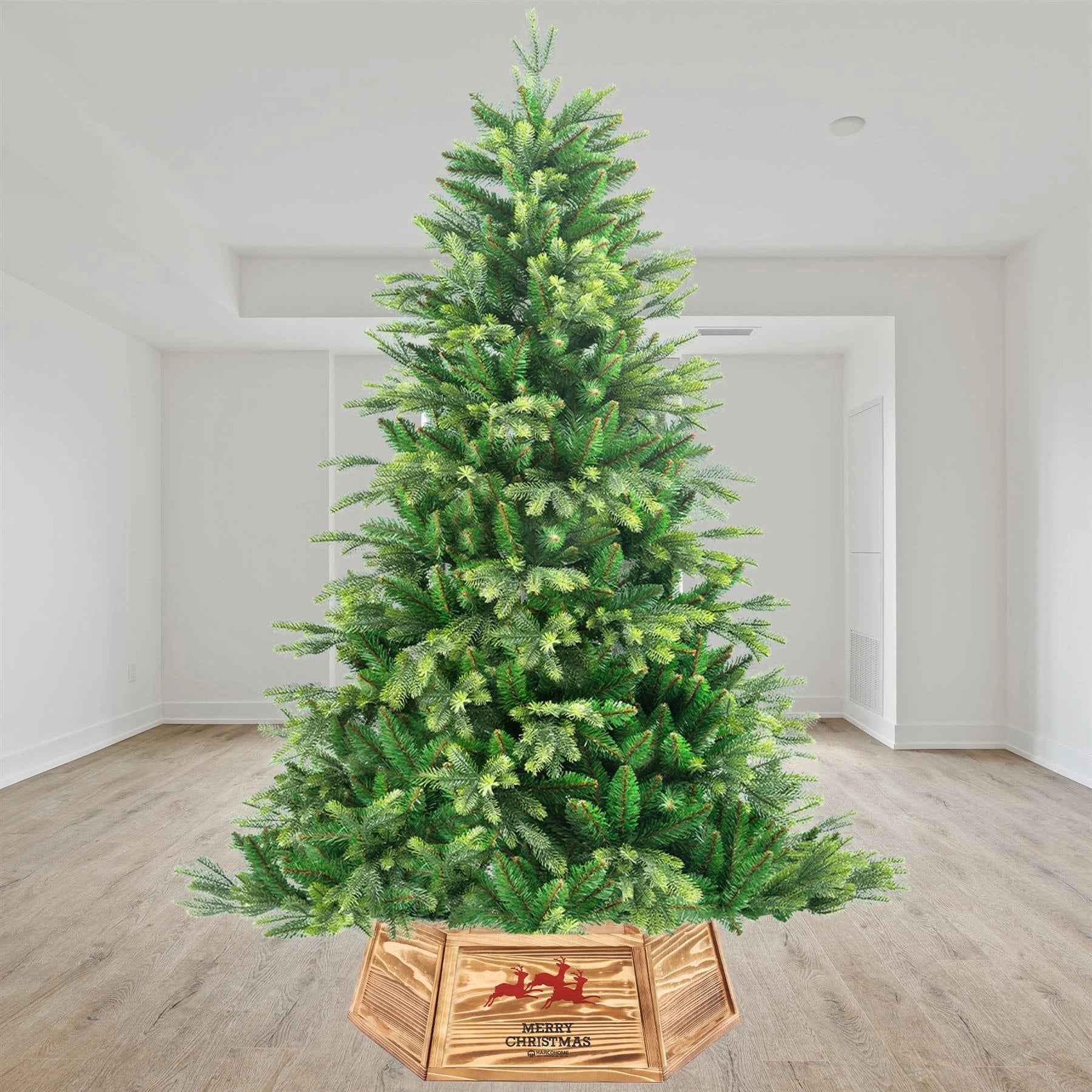Christmas Tree Collar Foldable Wooden Stand Cover Burned Xmas Tree Decor 45cm