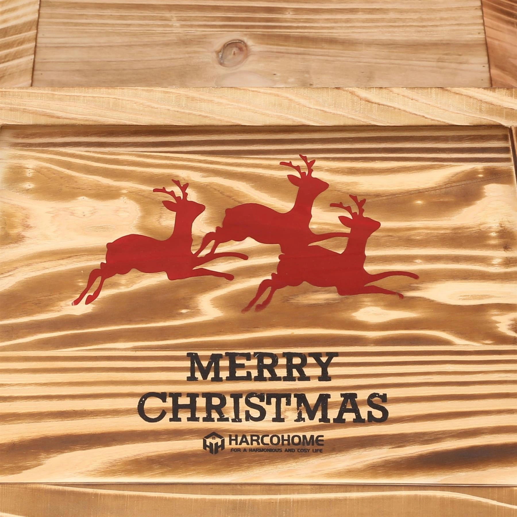 Burned Hexagon Christmas Tree Collar Wooden - Size: Bottom Dia 31.5Inch, Top Dia 26Inch,Height 9.8 Inch