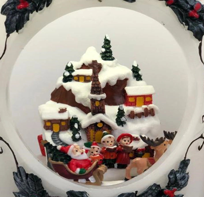 Musical Village Christmas Real Wax Candle Moving Figures Xmas Home Decorations
