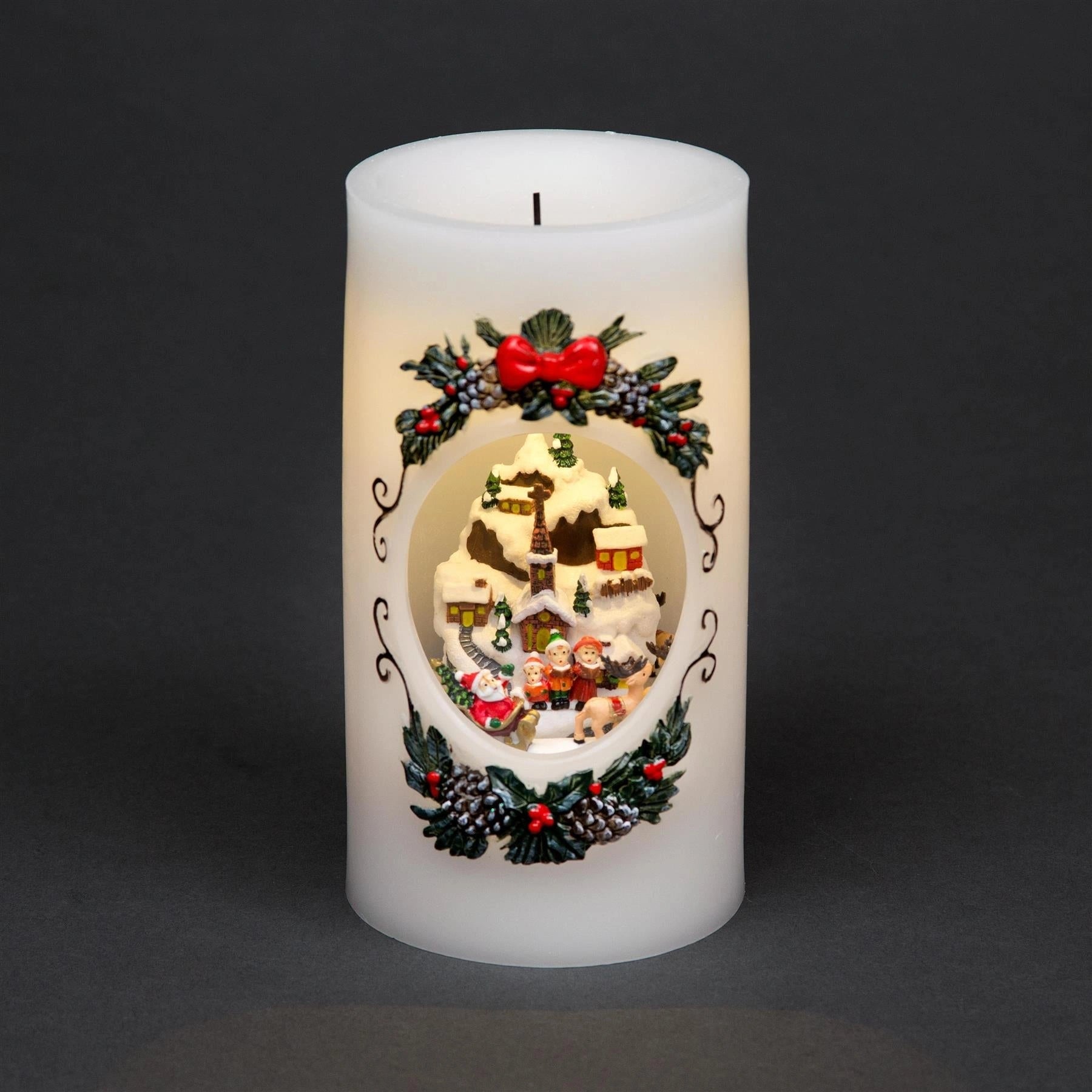 Musical Village Christmas Real Wax Candle Moving Figures Xmas Home Decorations