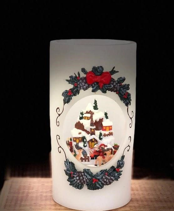 Musical Nativity Christmas Real Wax Candle With Moving Figures Xmas Decorations