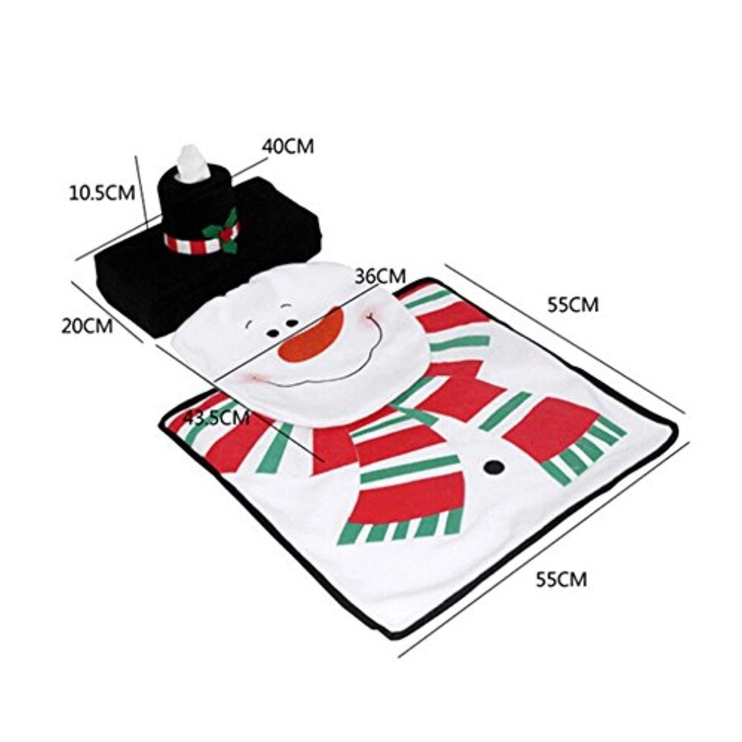 10 x Christmas Snowman Toilet Seat Cover Mat Rug Xmas Party Novelty Home Decor
