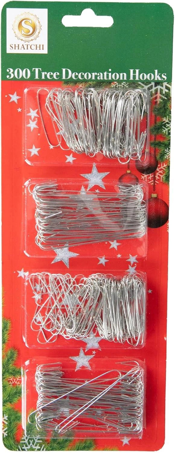 300PCS Silver Hanger Hooks Christmas Ornaments Xmas Tree Bauble Decoration Wire