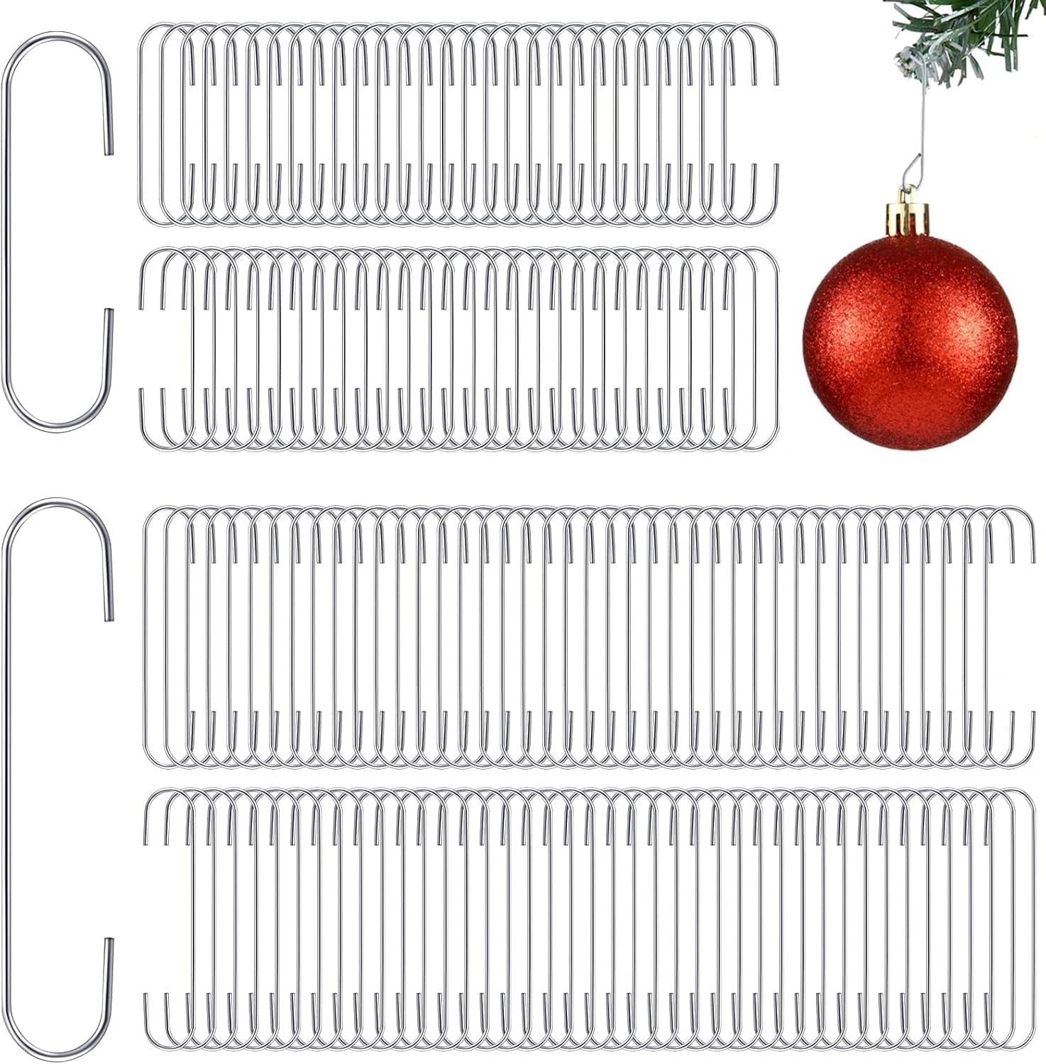 300PCS Silver Hanger Hooks Christmas Ornaments Xmas Tree Bauble Decoration Wire