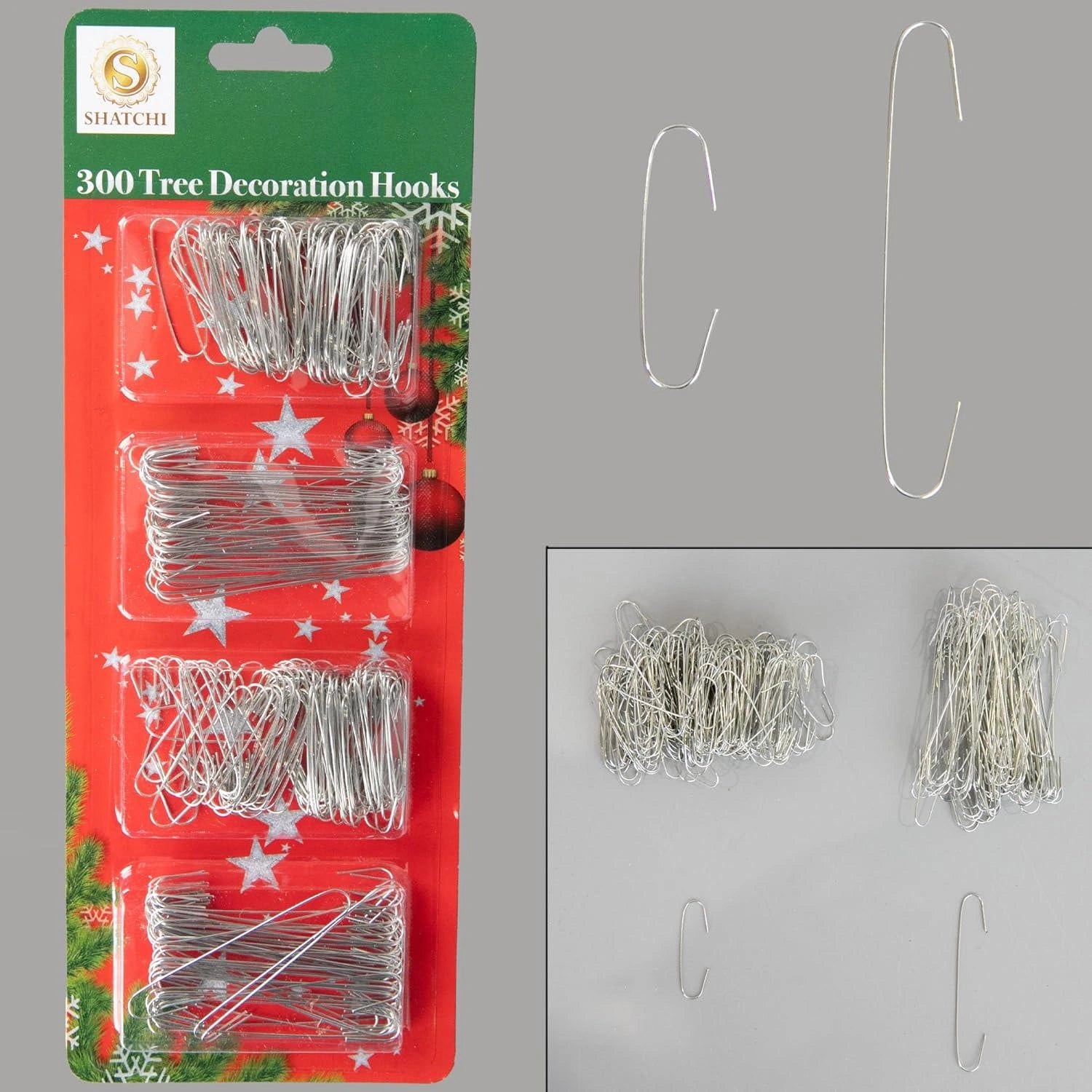 300PCS Silver Hanger Hooks Christmas Ornaments Xmas Tree Bauble Decoration Wire