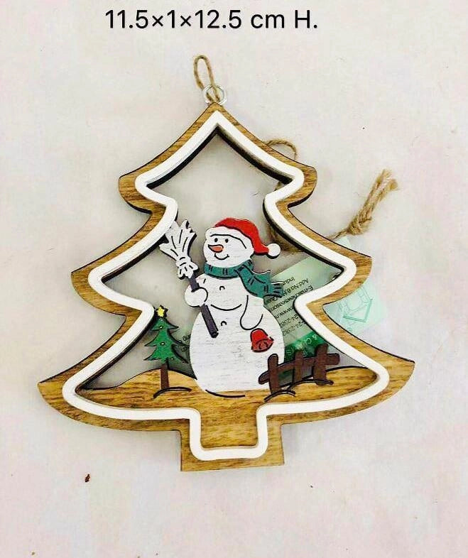 Wooden Christmas Tree Decorations Snowman Craft Hanging Decor Xmas Tree Shapes