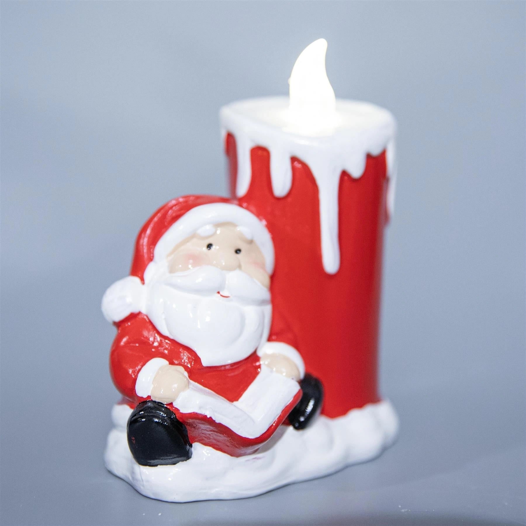 2Pcs Charming Snowman and Santa LED Flameless Candles Christmas Festive Ambiance