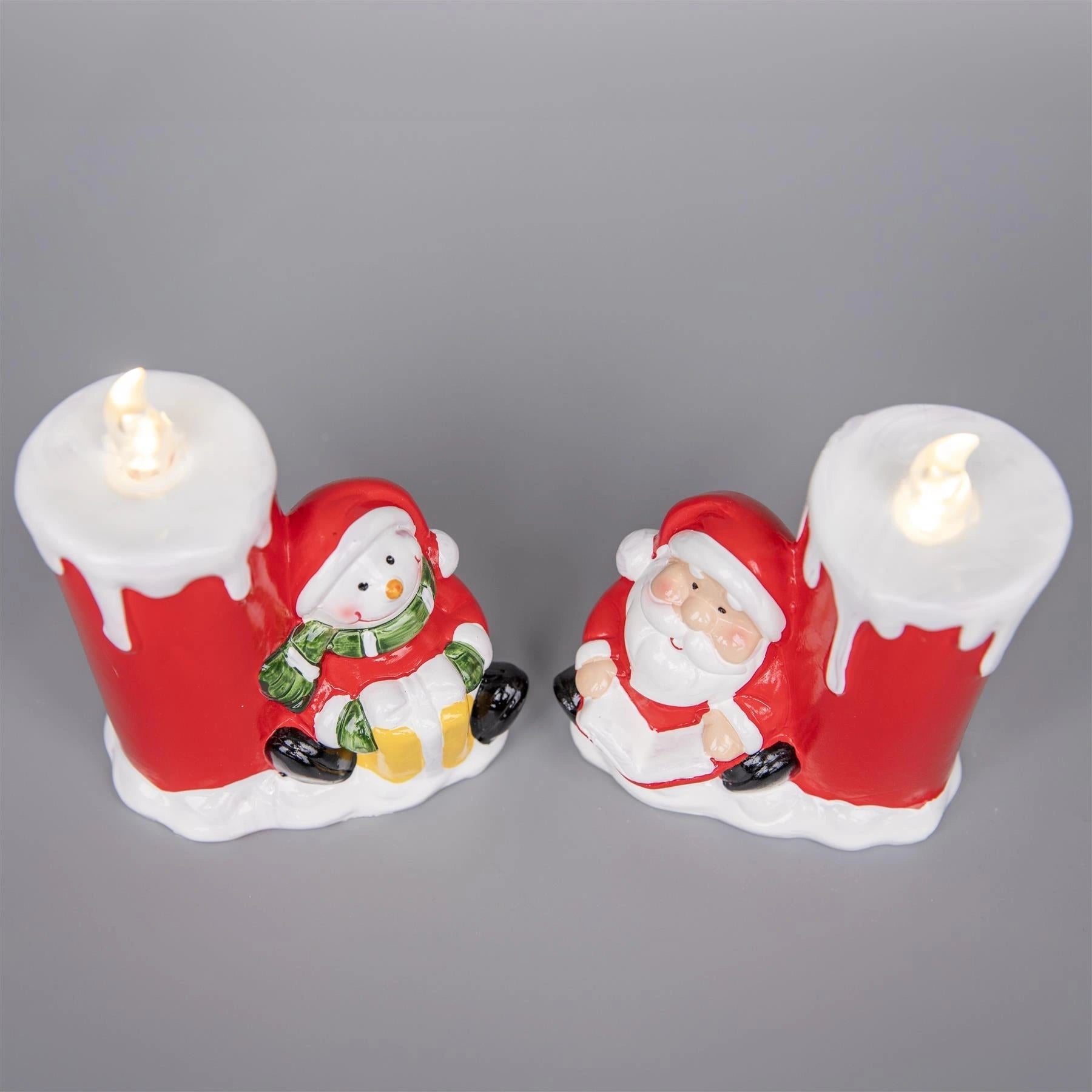 2Pcs Charming Snowman and Santa LED Flameless Candles Christmas Festive Ambiance