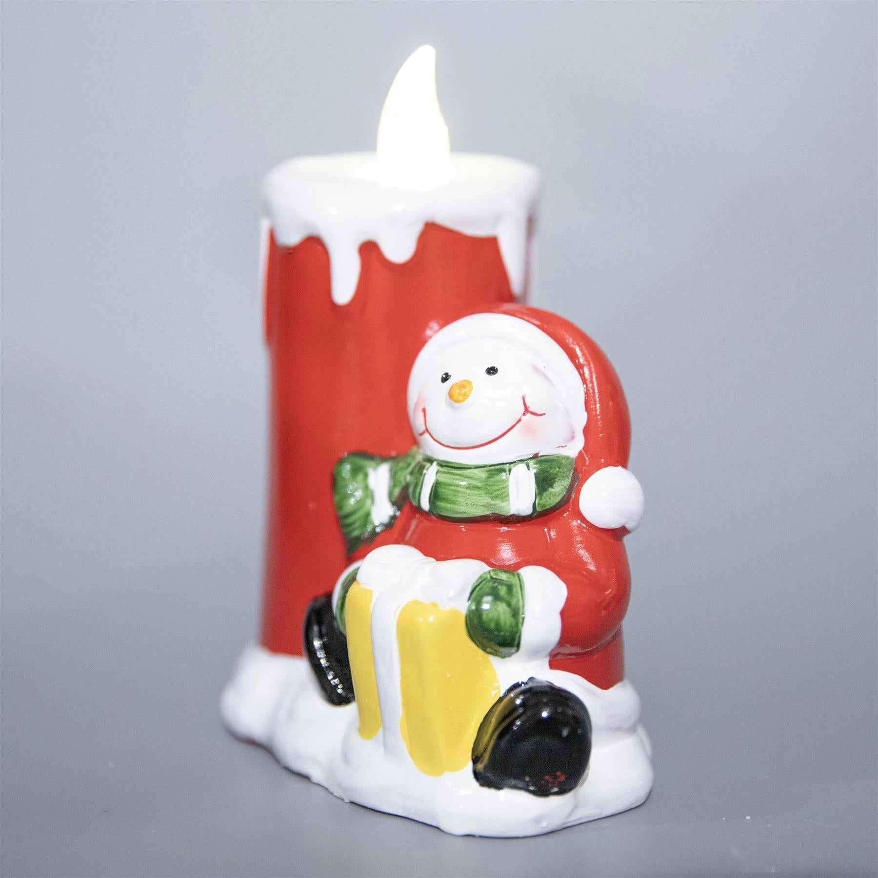 2Pcs Charming Snowman and Santa LED Flameless Candles Christmas Festive Ambiance