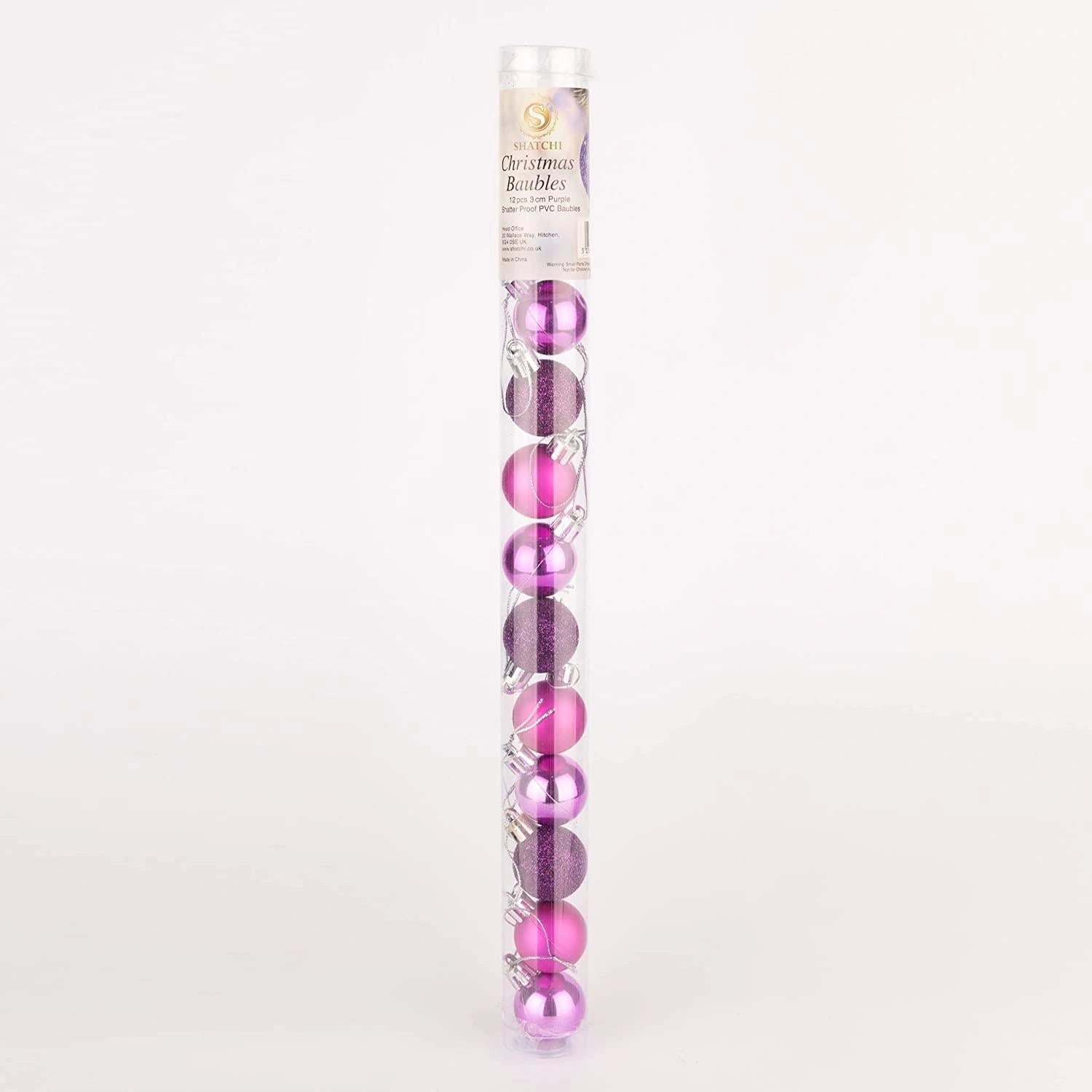 24x Christmas Baubles Tree Ornaments Purple Balls Xmas Hanging Decoration (30mm)