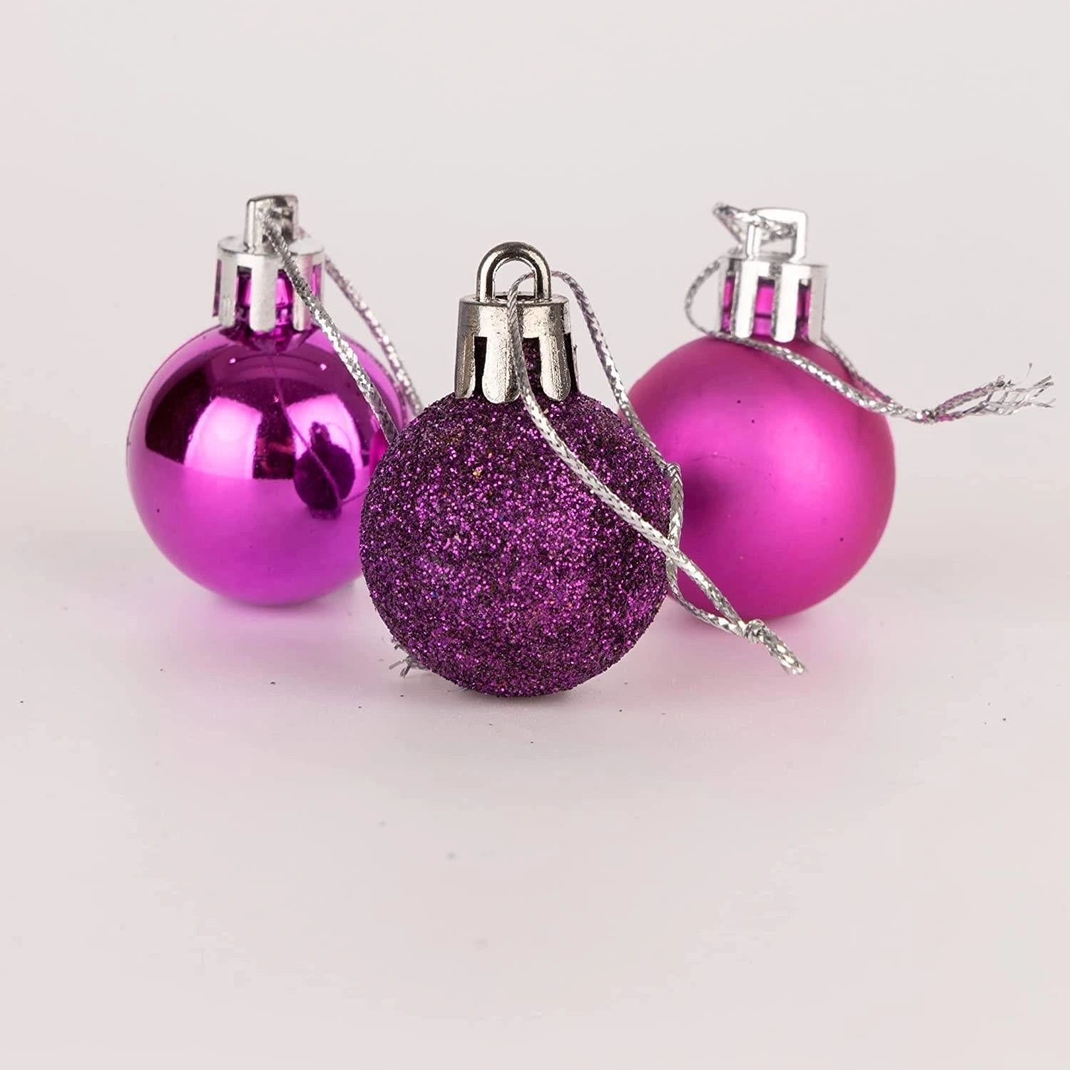 24x Christmas Baubles Tree Ornaments Purple Balls Xmas Hanging Decoration (30mm)