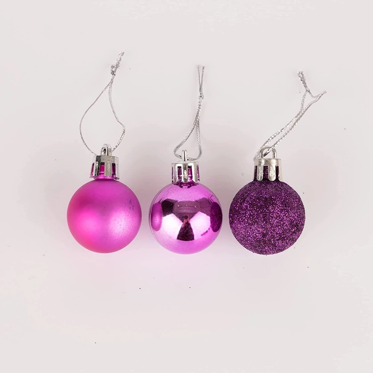 24x Christmas Baubles Tree Ornaments Purple Balls Xmas Hanging Decoration (30mm)