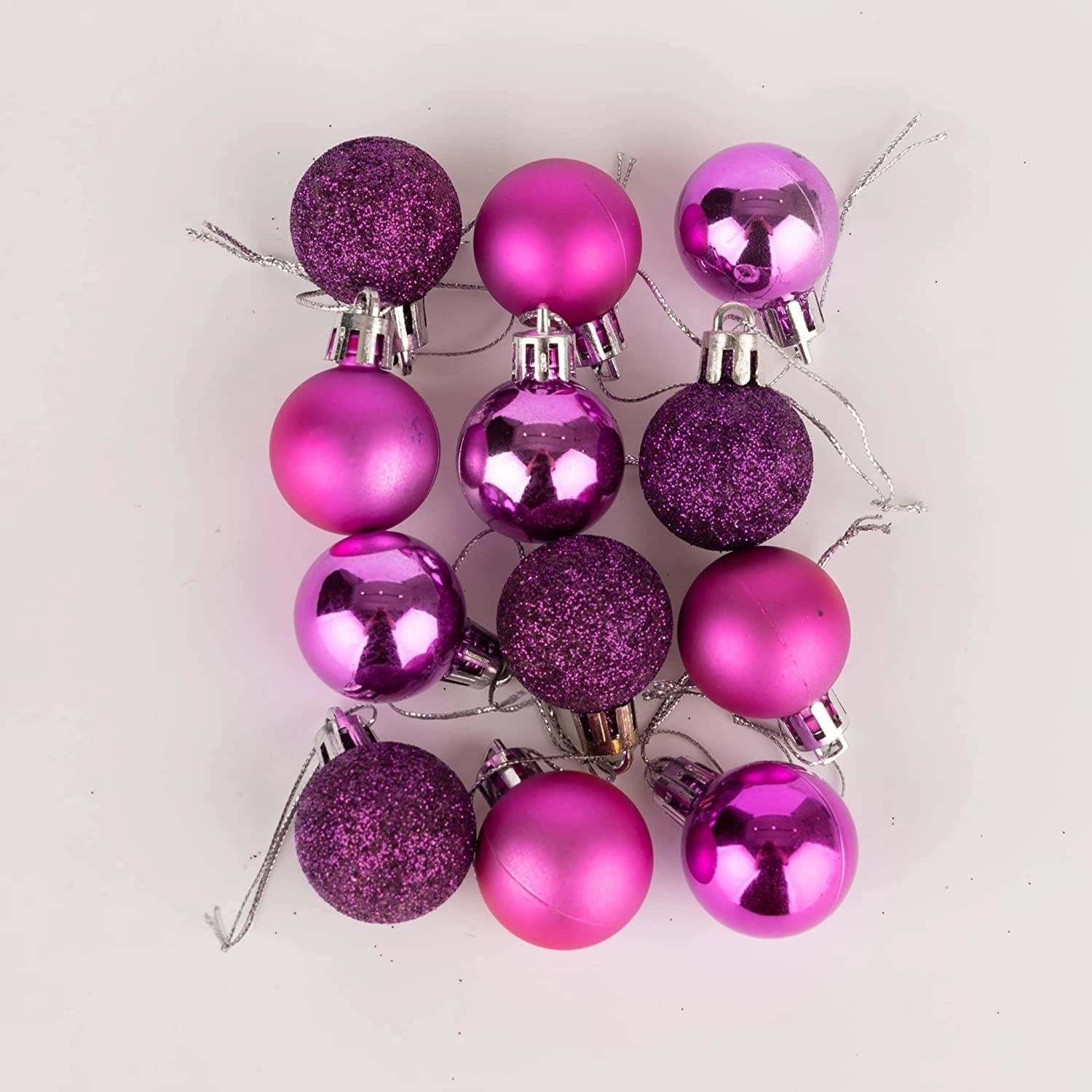24x Christmas Baubles Tree Ornaments Purple Balls Xmas Hanging Decoration (30mm)