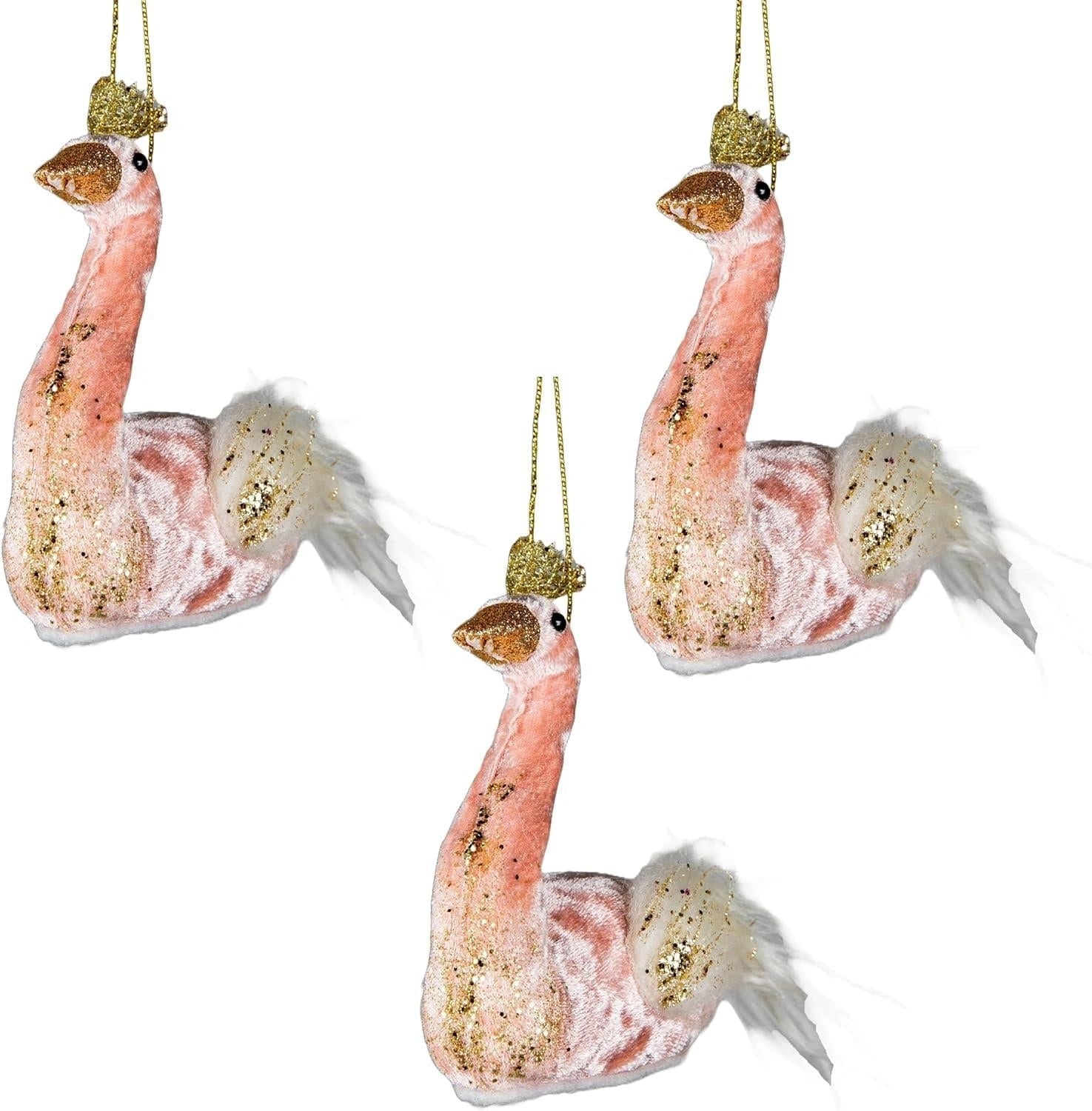 1X Christmas Hanging Ornaments Tree Pendants Pink Swan 12X13cm Xmas Decoration