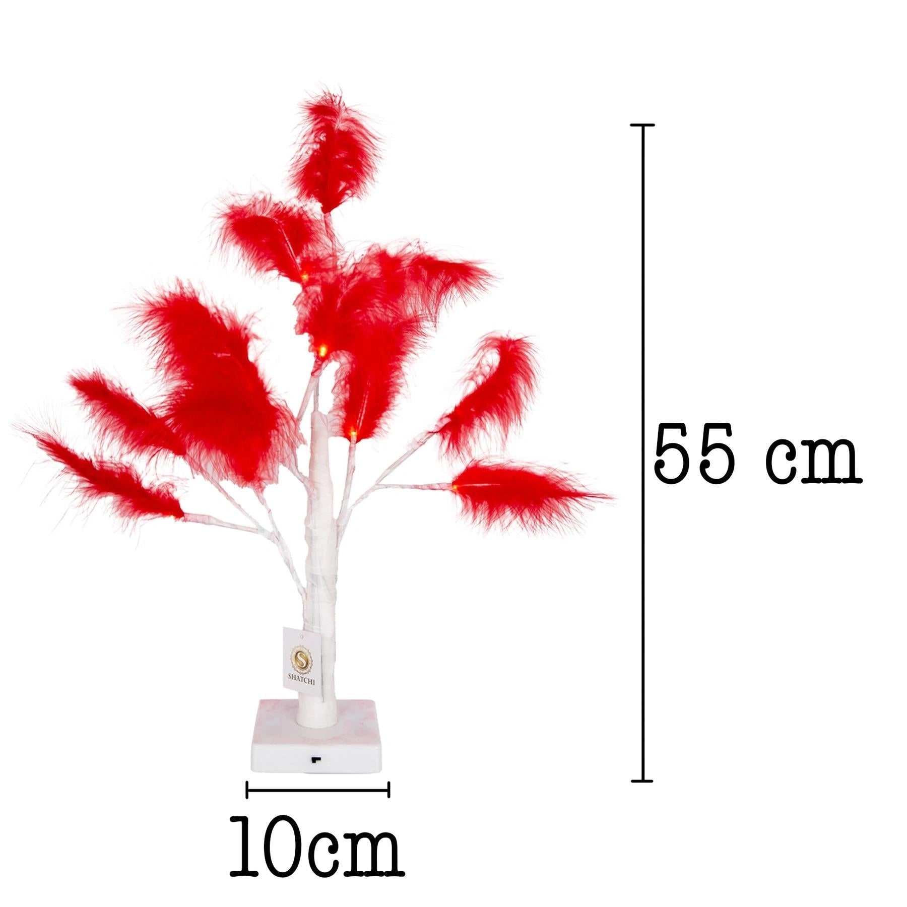 55Cm B/O Pampas Tree Red