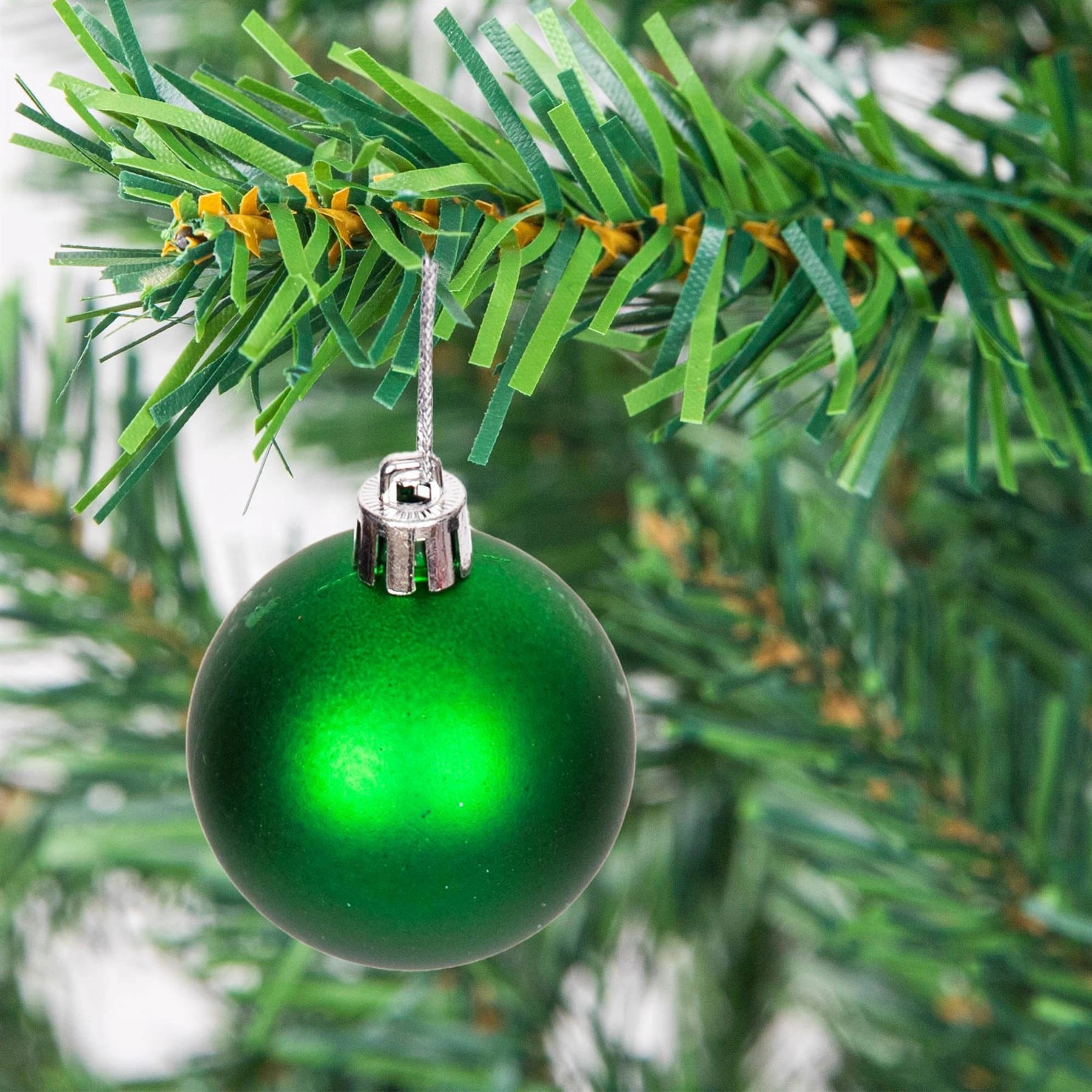18 Dark Green Christmas Baubles Matte Shiny 5cm Shatterproof Festive Decor