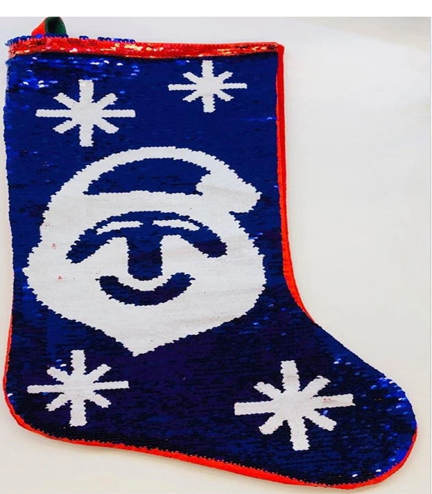 2 In 1 Sequin Father Christmas Santa Sack Xmas Stocking Bags Gifts Present 55cm