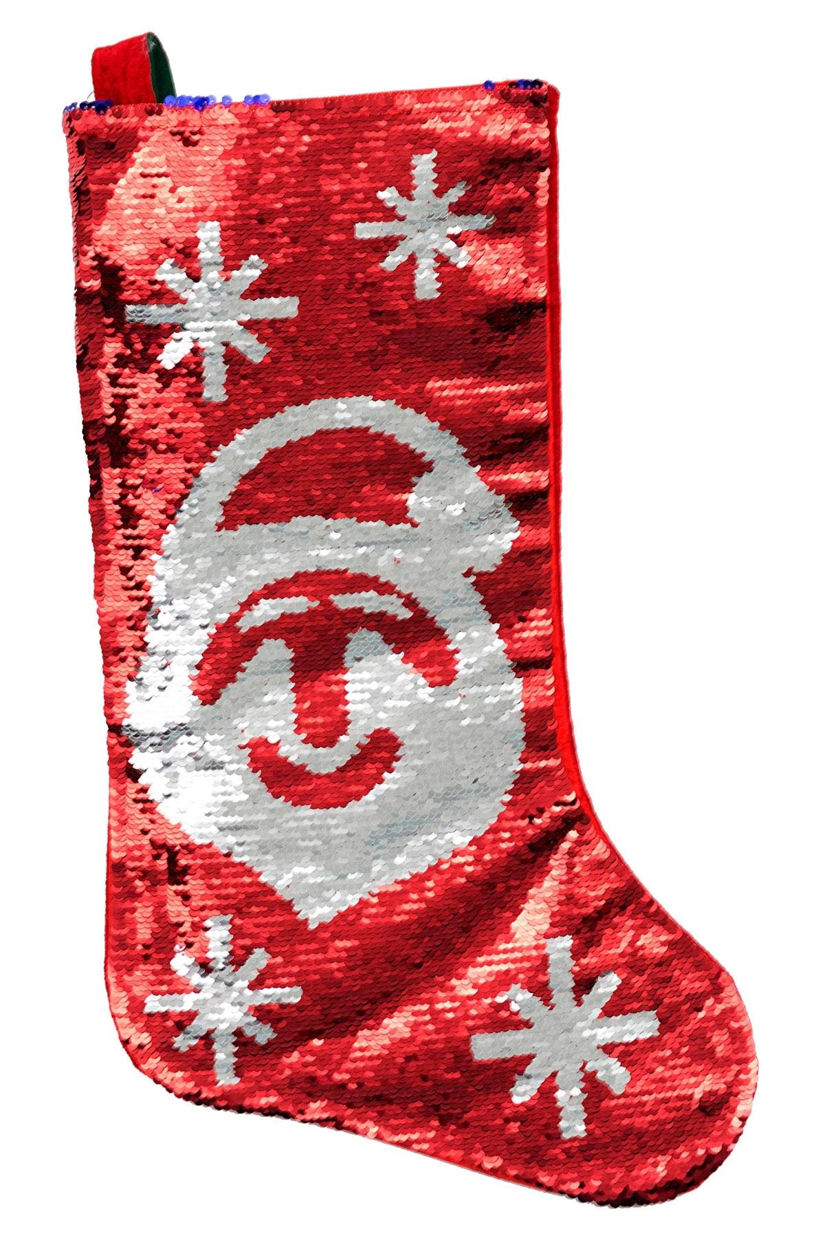 2 In 1 Sequin Father Christmas Santa Sack Xmas Stocking Bags Gifts Present 55cm