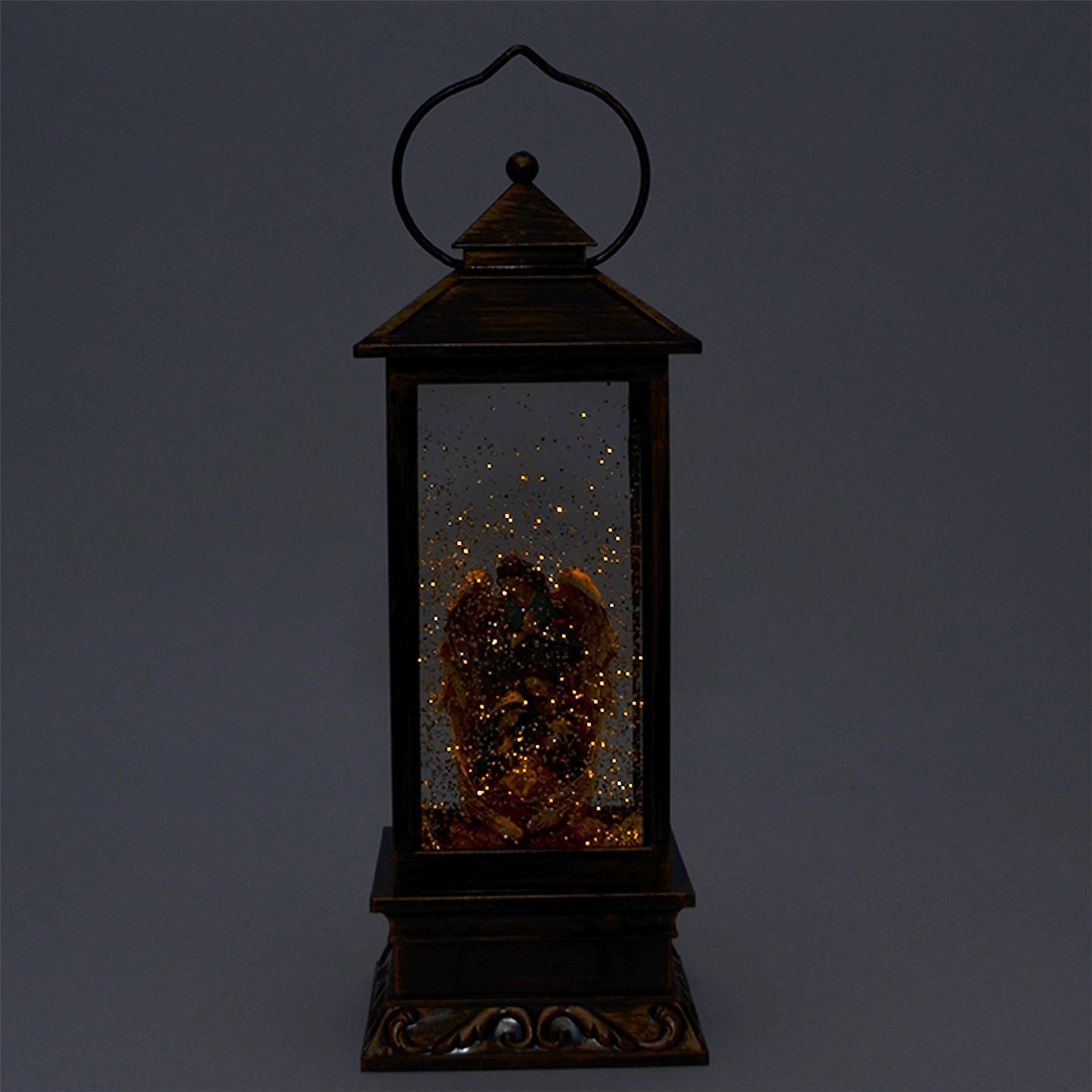 LED Lantern Christmas Tabletop Glitter Water Lights Musical XMAS Home Decor 28CM