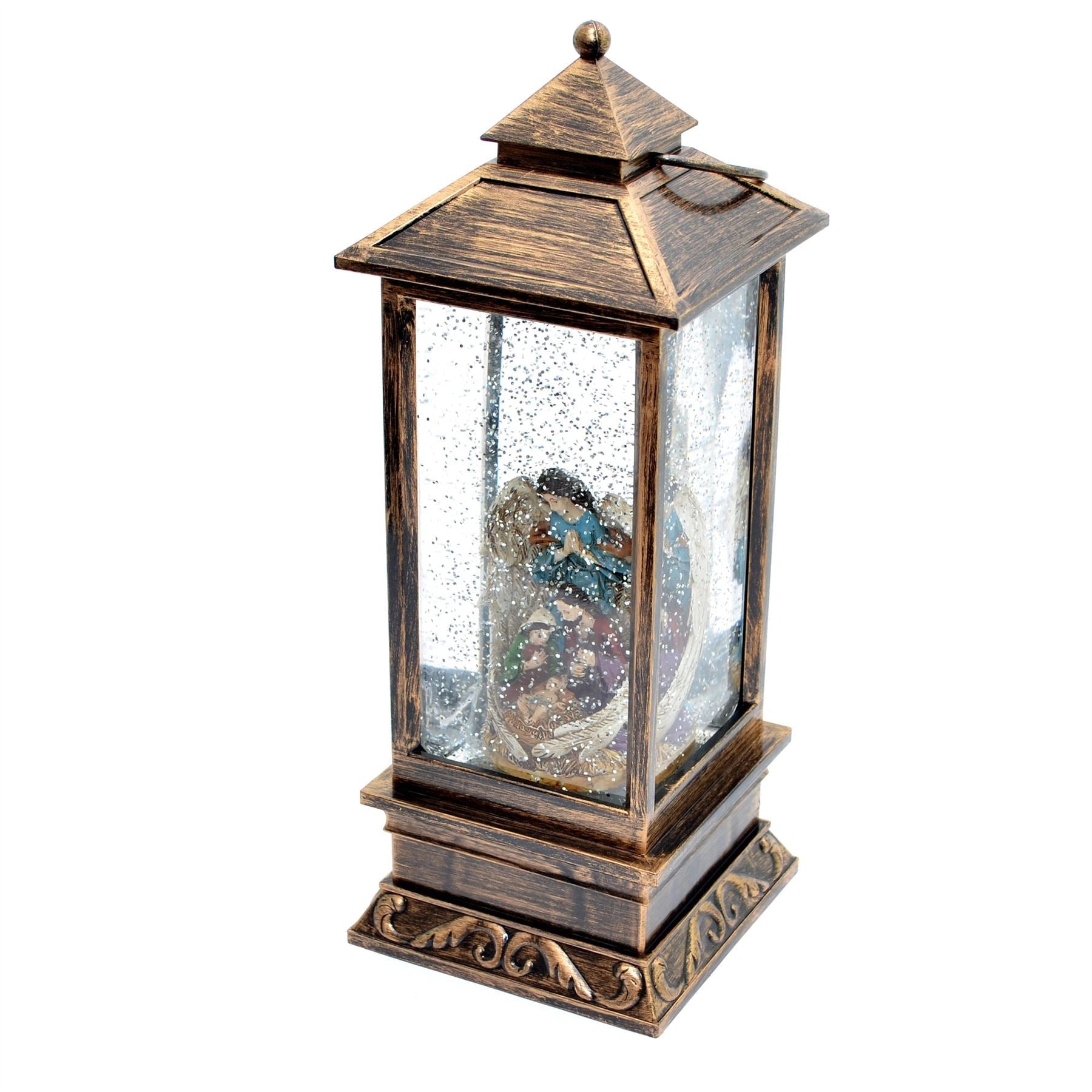 LED Lantern Christmas Tabletop Glitter Water Lights Musical XMAS Home Decor 28CM