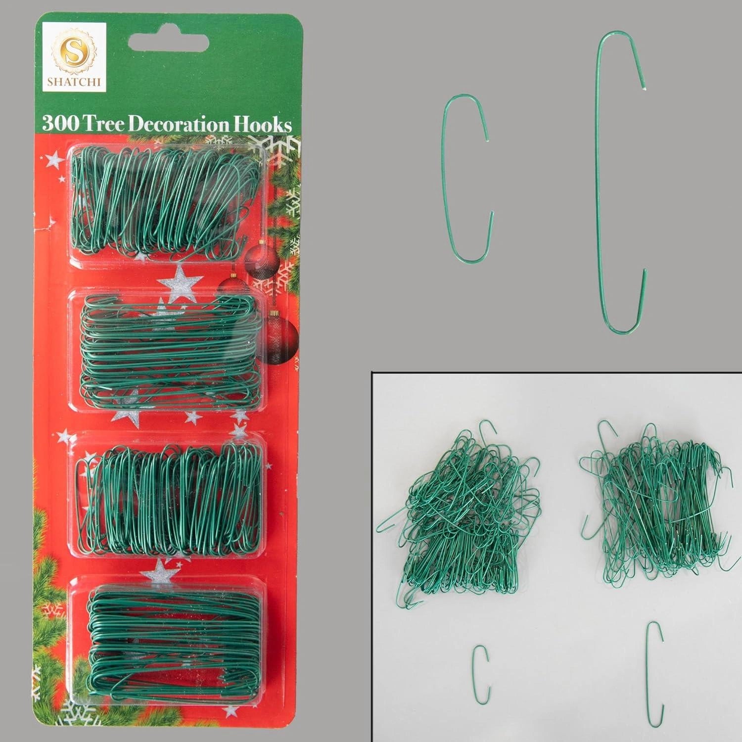 300PCS Green Hanger Hooks Christmas Ornaments Xmas Tree Bauble Decoration Wire