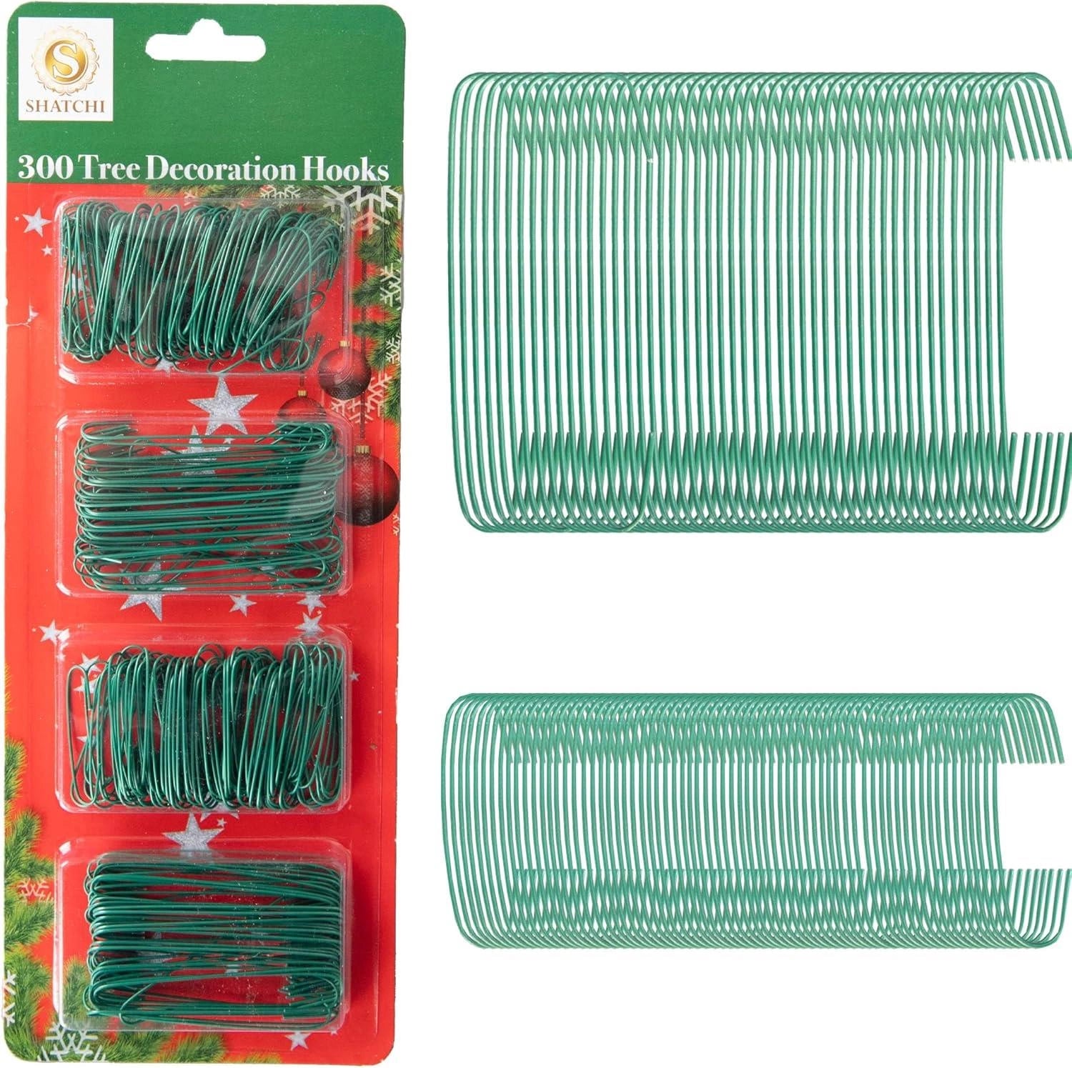 300PCS Green Hanger Hooks Christmas Ornaments Xmas Tree Bauble Decoration Wire