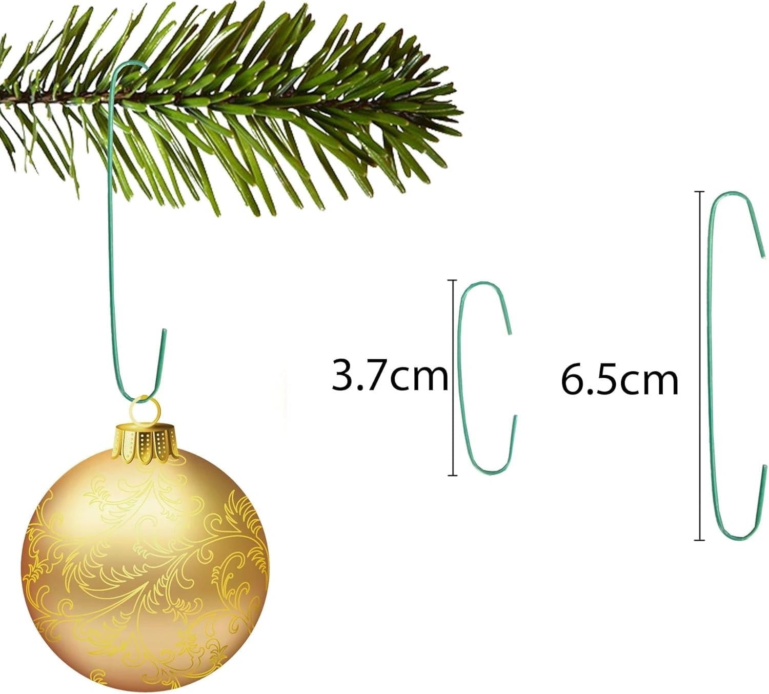 300PCS Green Hanger Hooks Christmas Ornaments Xmas Tree Bauble Decoration Wire