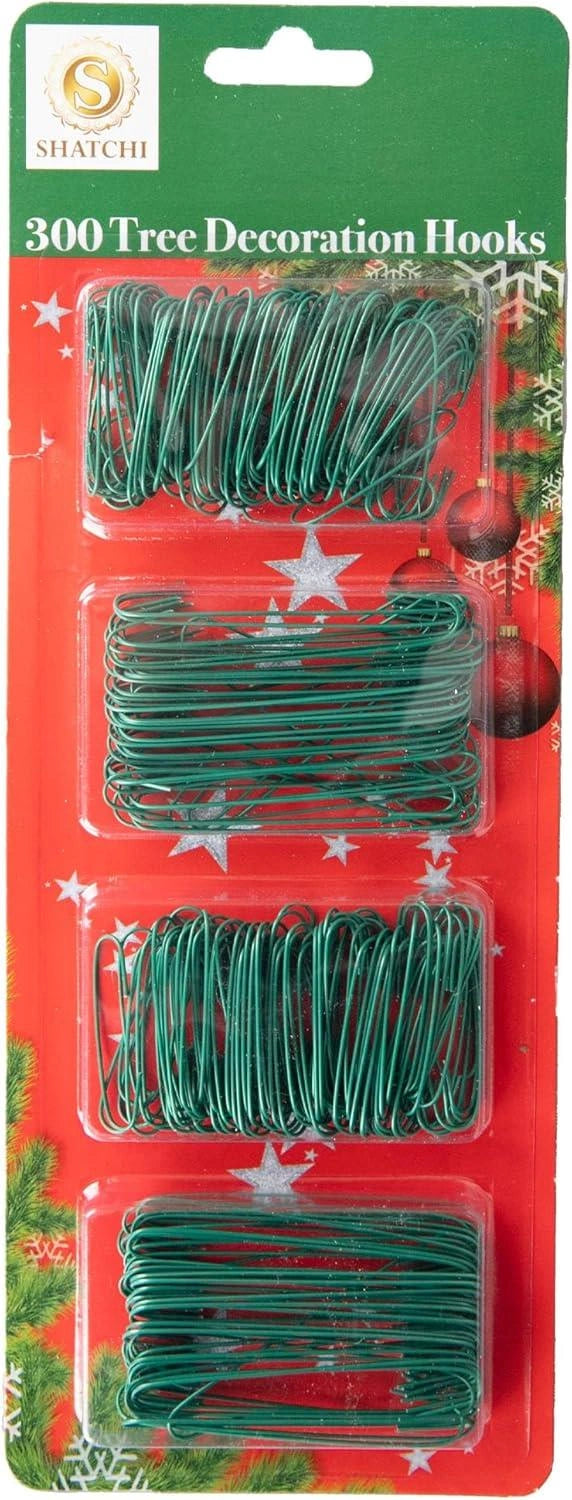 300PCS Green Hanger Hooks Christmas Ornaments Xmas Tree Bauble Decoration Wire