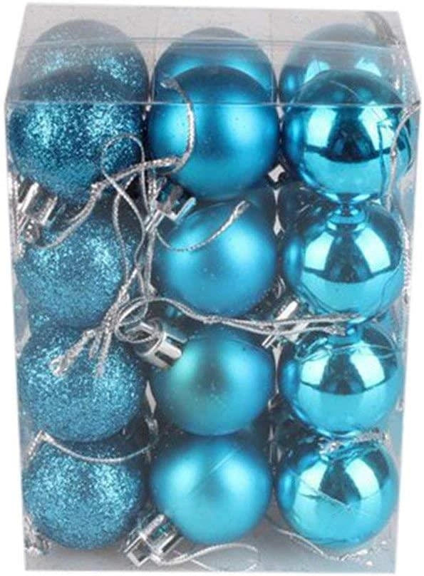 24X Christmas Baubles Hanging Decoration Teal Blue Ball Xmas Tree Ornaments 30mm