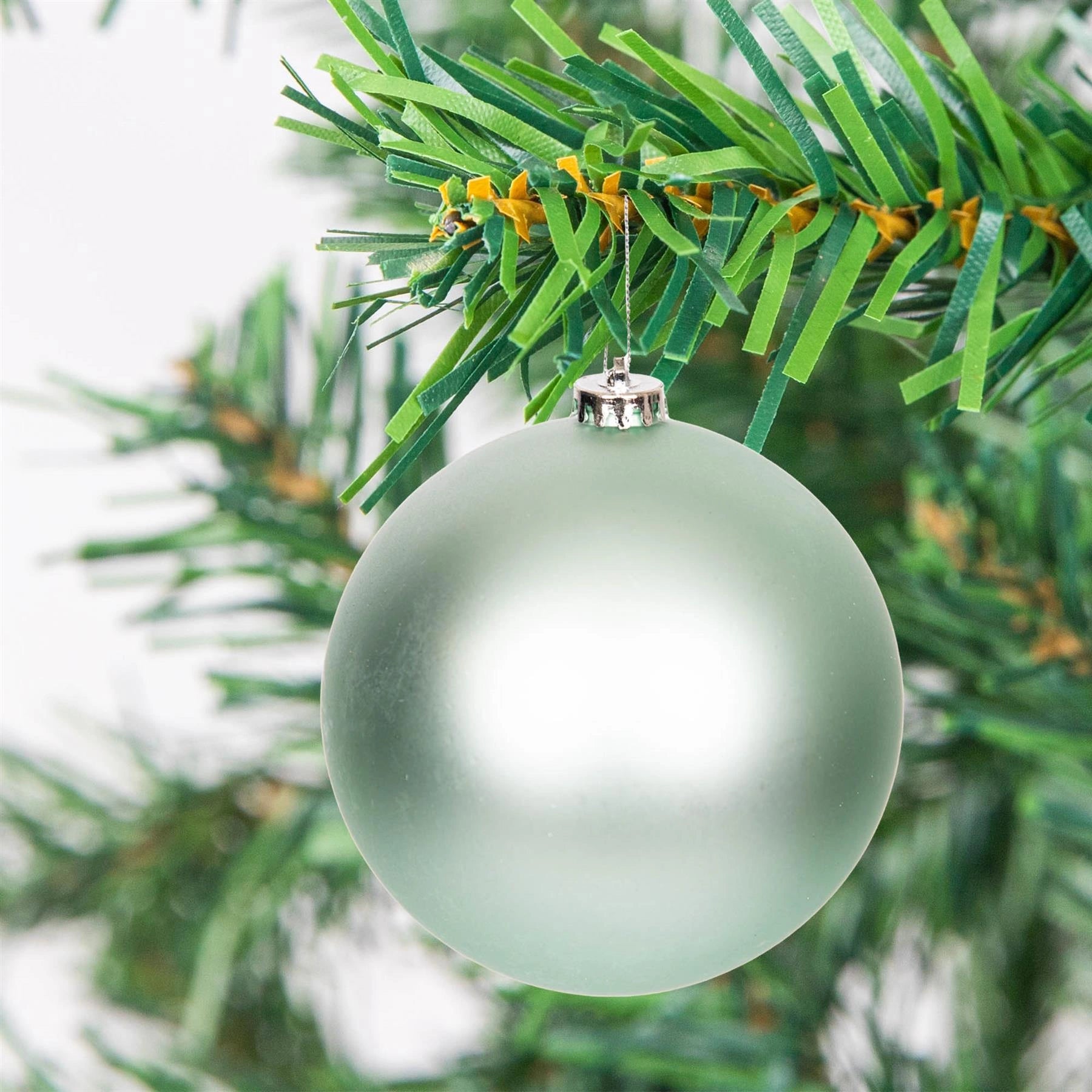 3 Turquoise Shatterproof Christmas Baubles Decoration Glitter Matte Shiny Finish
