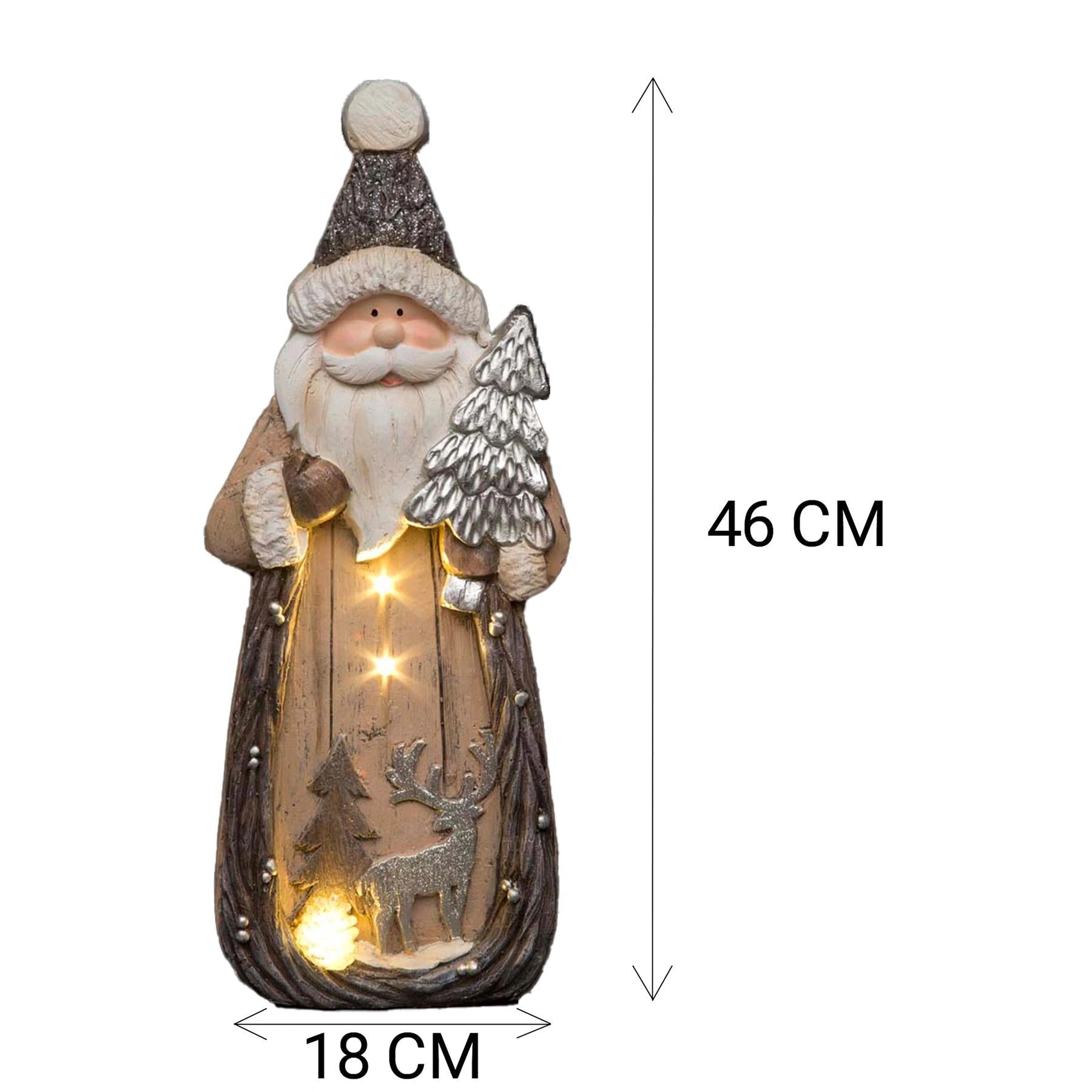 LED Santa w/ Forest Scene 46cm Wooden Figurine Table Mantelpiece Xmas Home Decor