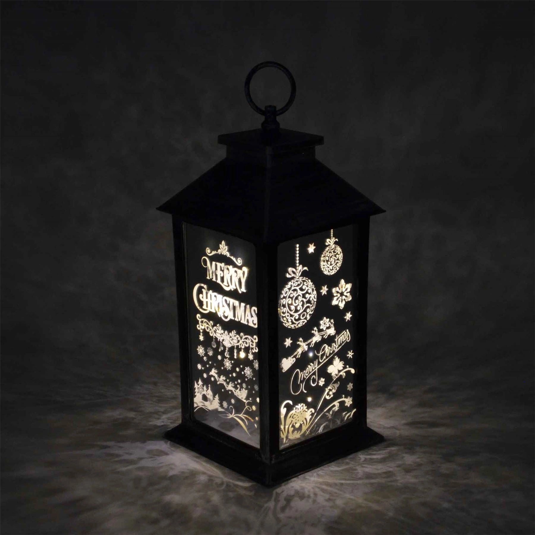 Christmas Lantern Rustic Silver PVC Warm White Xmas Home Decorations