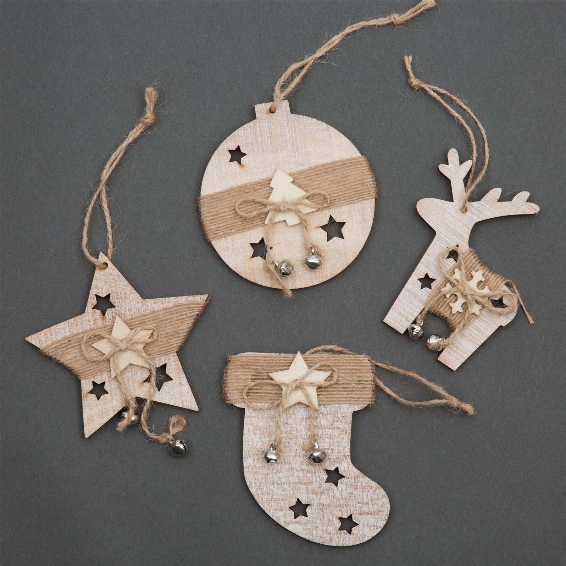 Christmas Tree Wooden Hanging Decorations Ornaments Holiday Xmas Home Decor 6Pcs