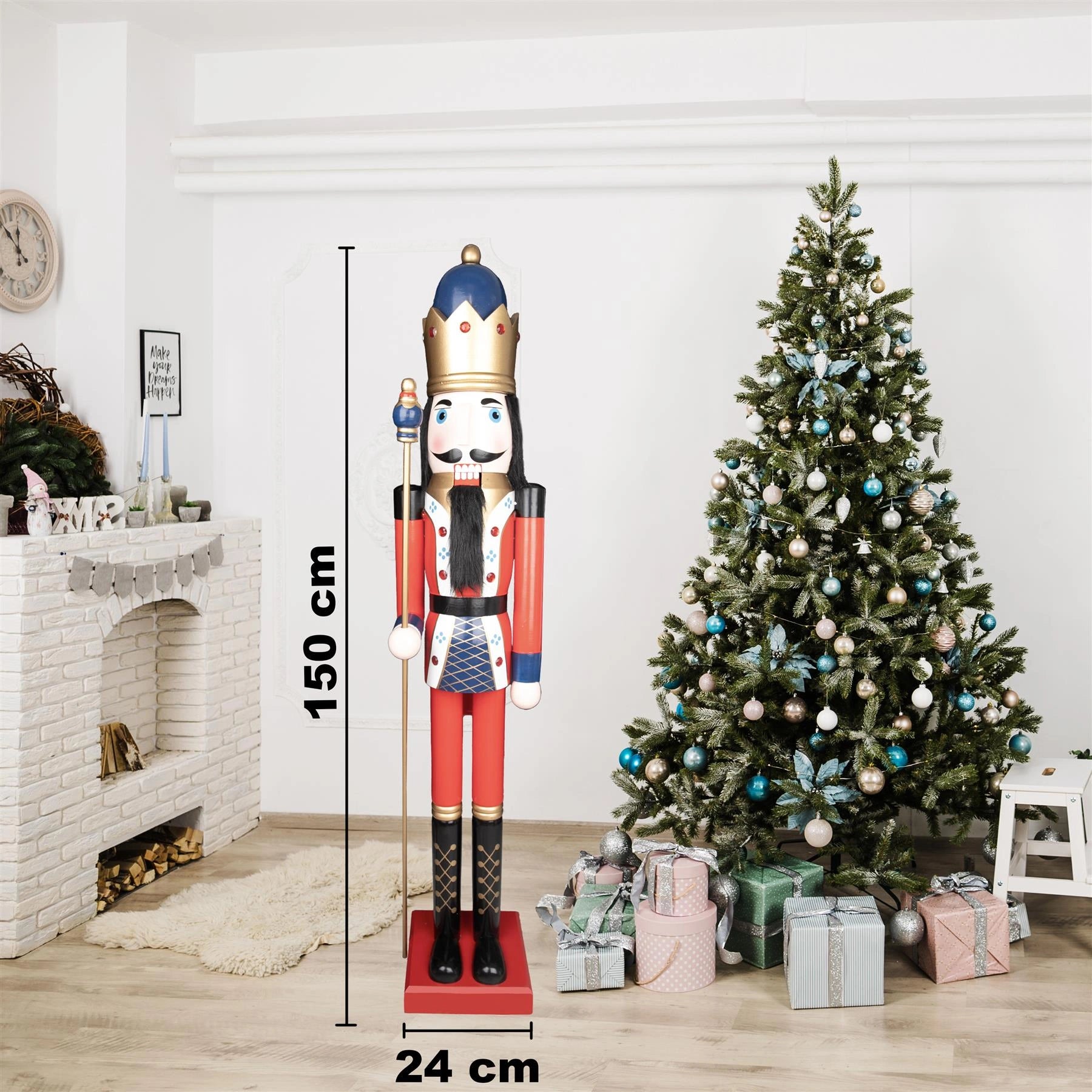 Giant Wooden Nutcracker Life Size Christmas Figurine 150cm Xmas Home Door Decor