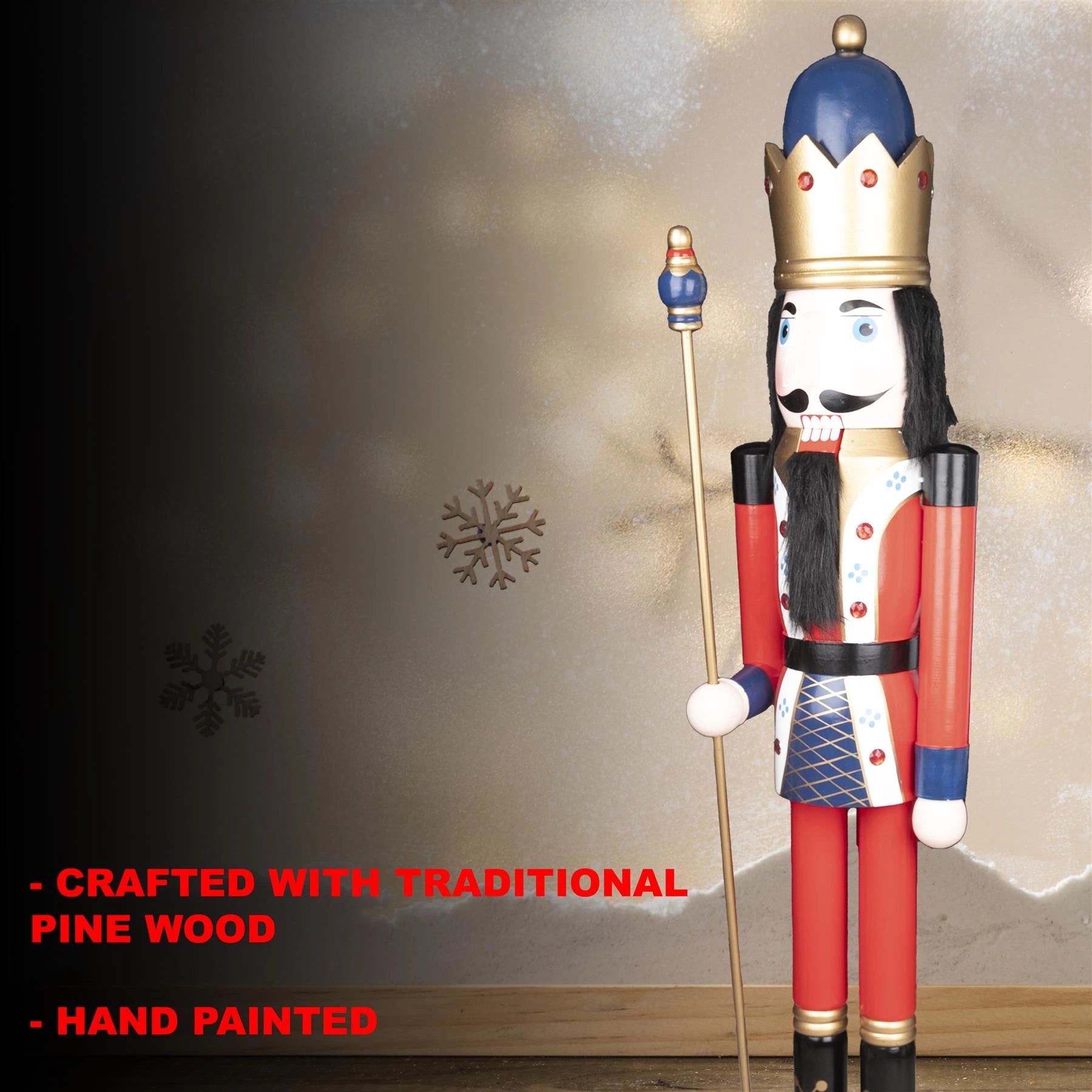 Giant Wooden Nutcracker Life Size Christmas Figurine 150cm Xmas Home Door Decor