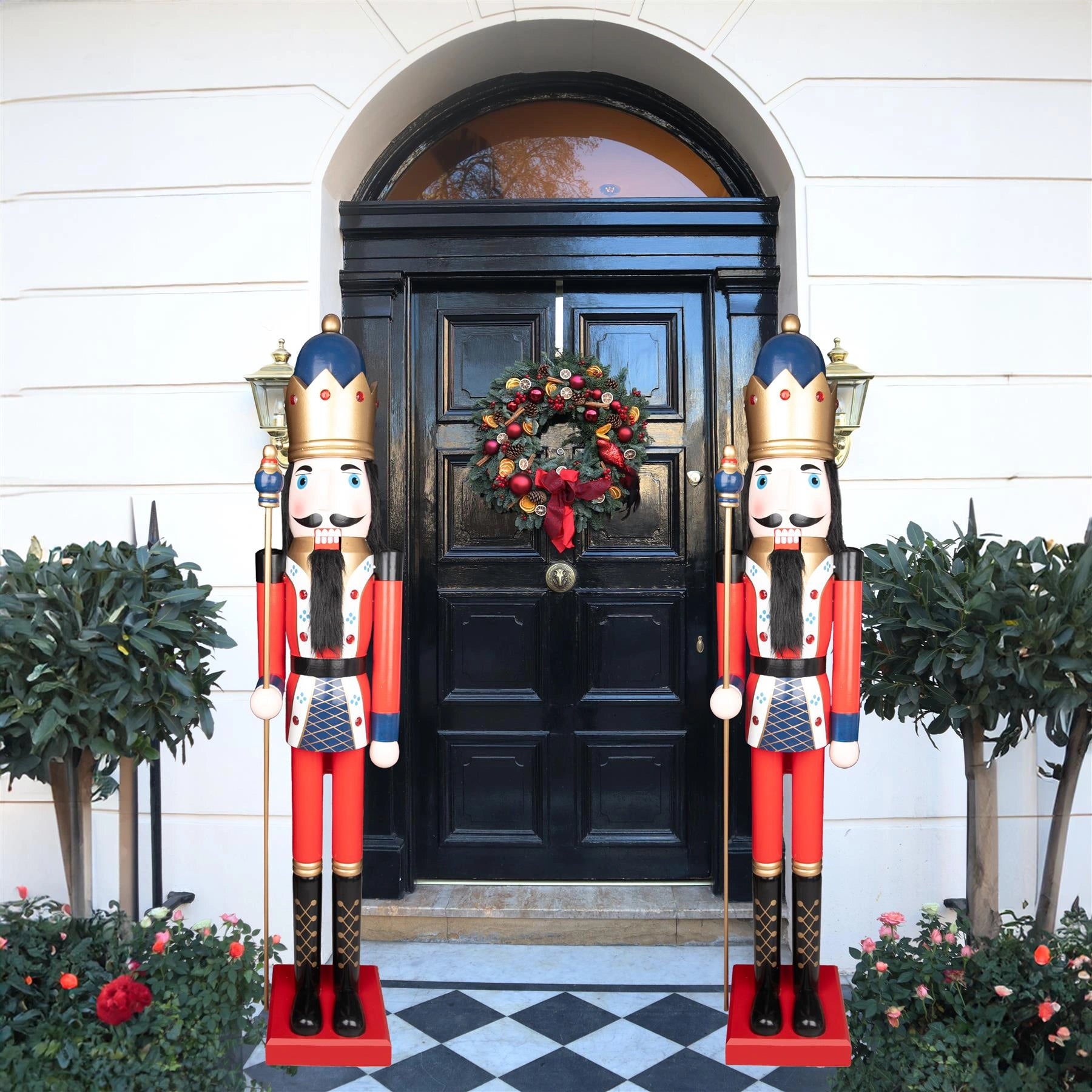 Giant Wooden Nutcracker Life Size Christmas Figurine 150cm Xmas Home Door Decor