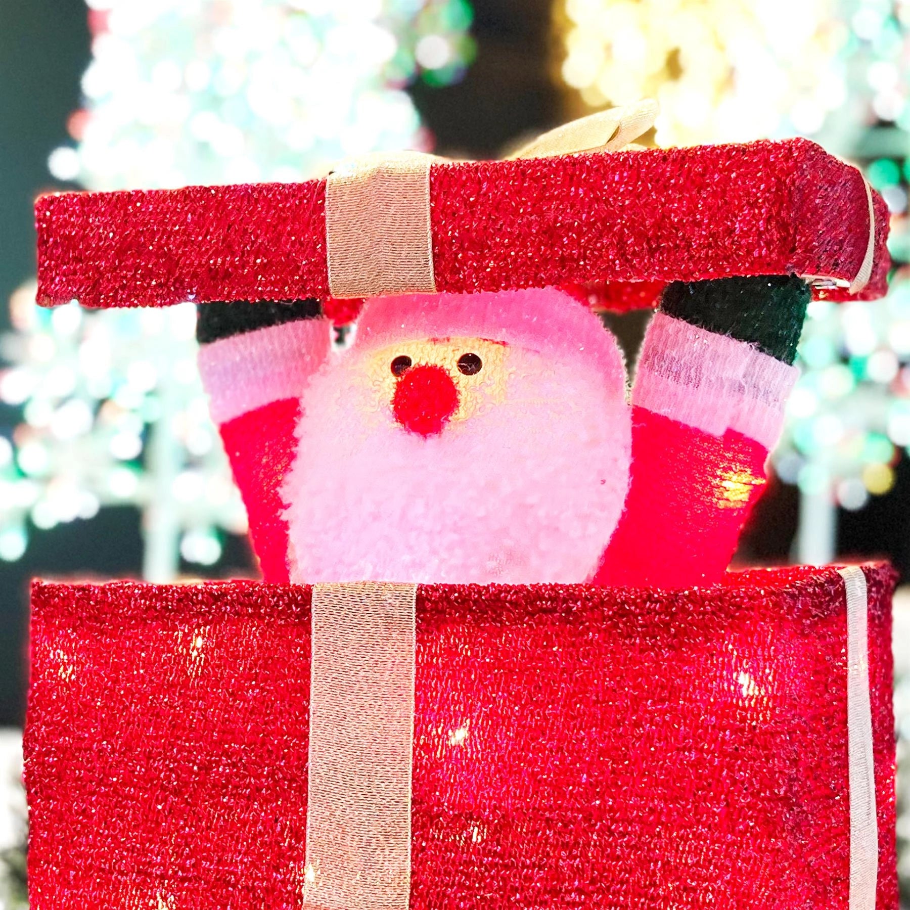 32cm LED Gift Box Christmas Santa Pop-Up Parcel Presents Table Window Xmas Decor
