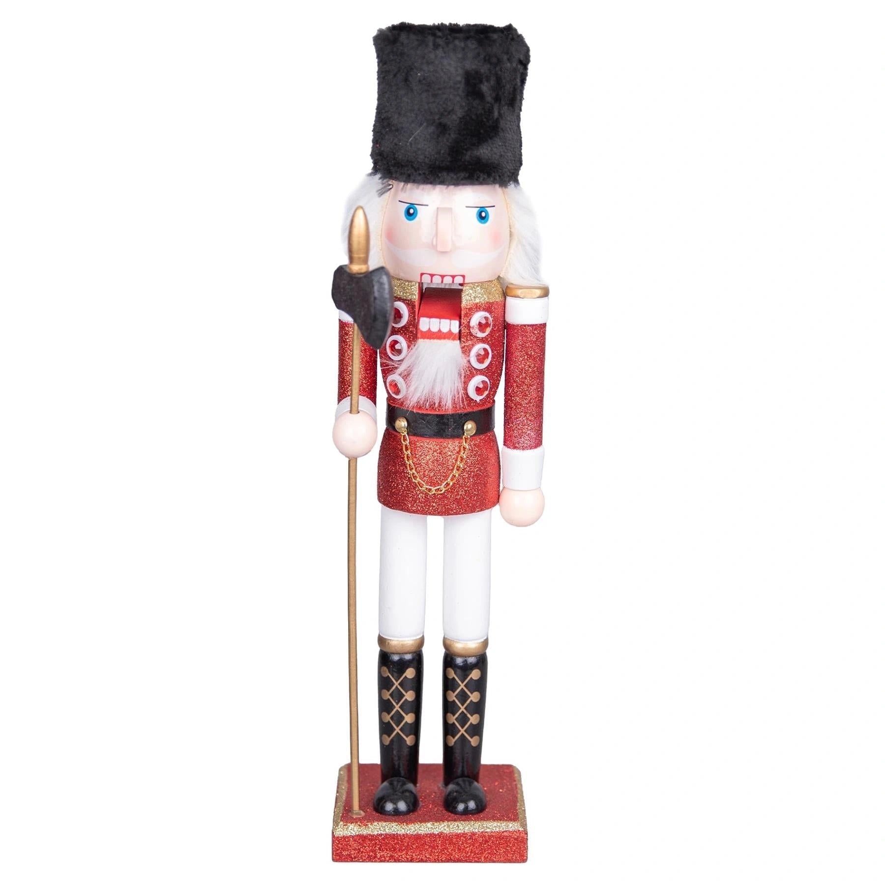 Christmas Nutcrackers Decor Wooden Figures 38cm Ornament 3Pcs Set Red Green Blue