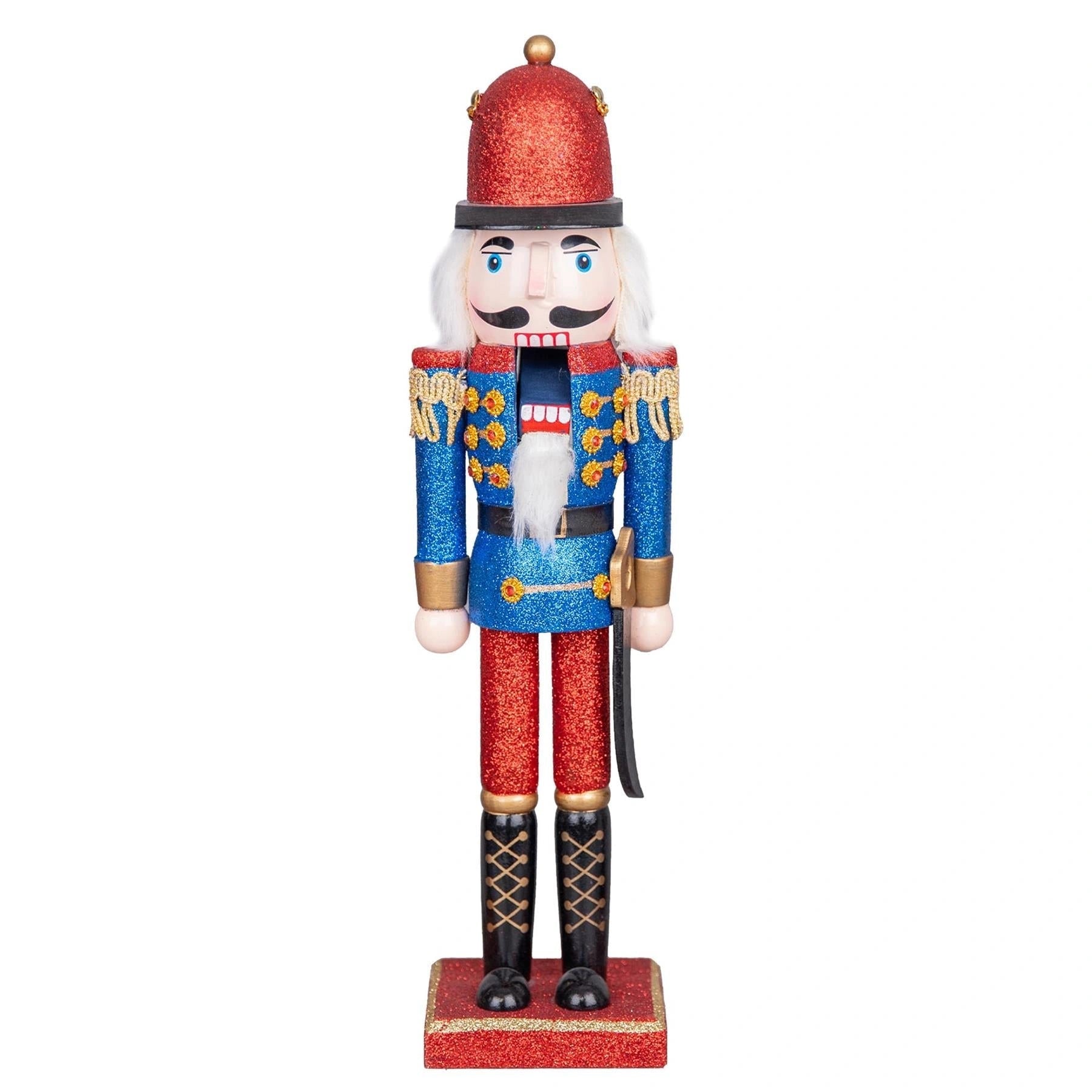 Christmas Nutcrackers Decor Wooden Figures 38cm Ornament 3Pcs Set Red Green Blue