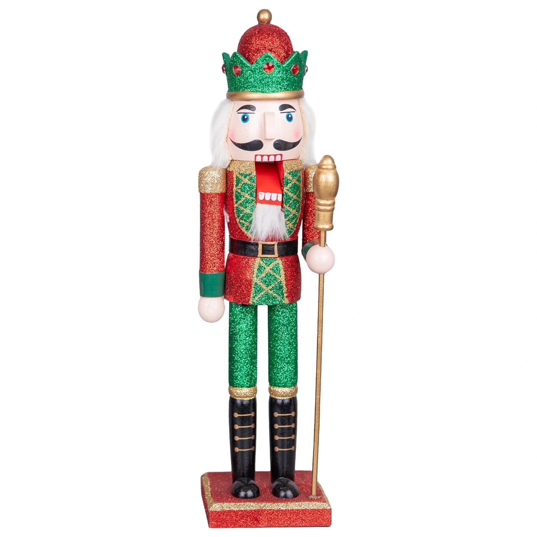 Christmas Nutcrackers Decor Wooden Figures 38cm Ornament 3Pcs Set Red Green Blue