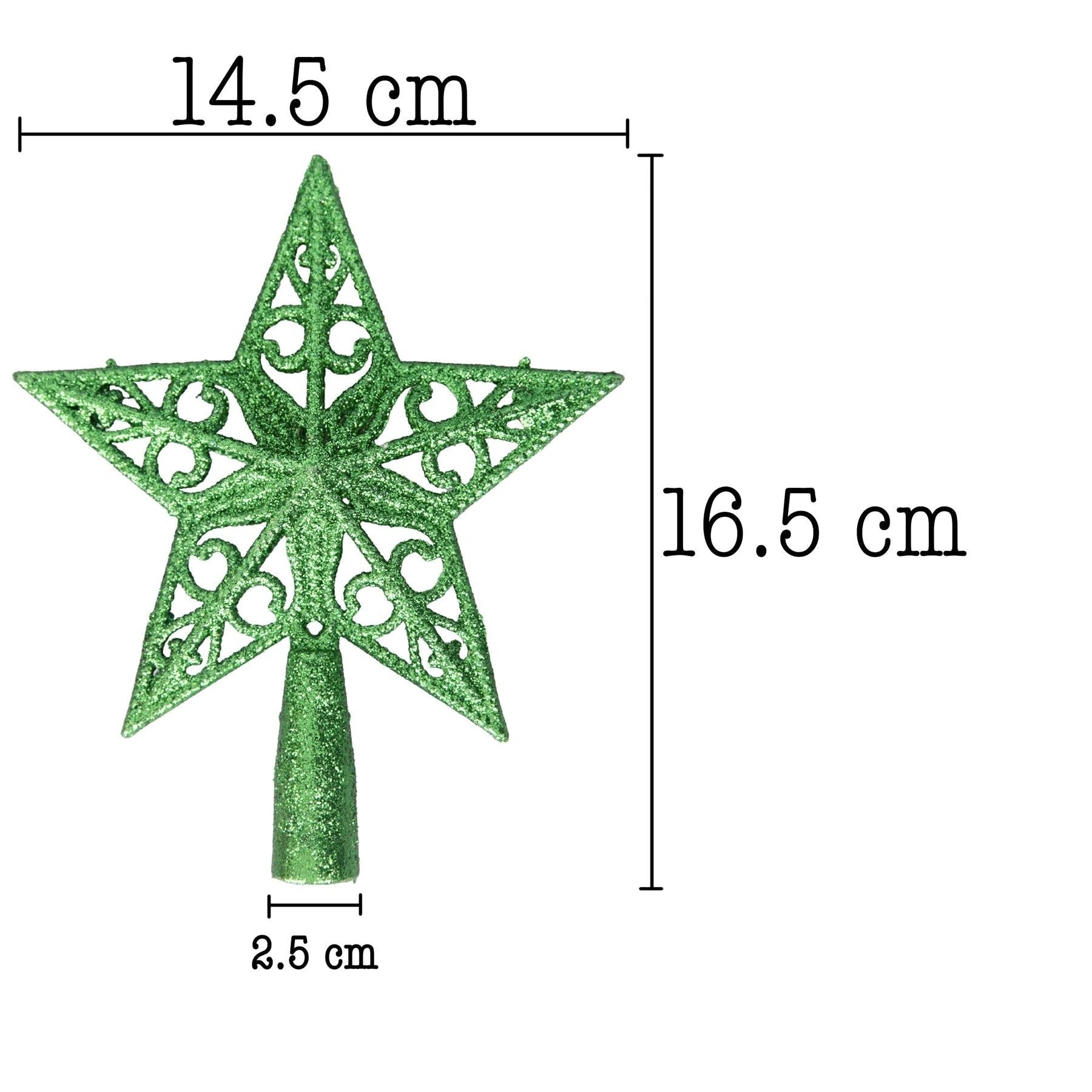 Christmas Star Tree Topper Green Glitter Crown Xmas Tree Ornaments Decor 14.5cm