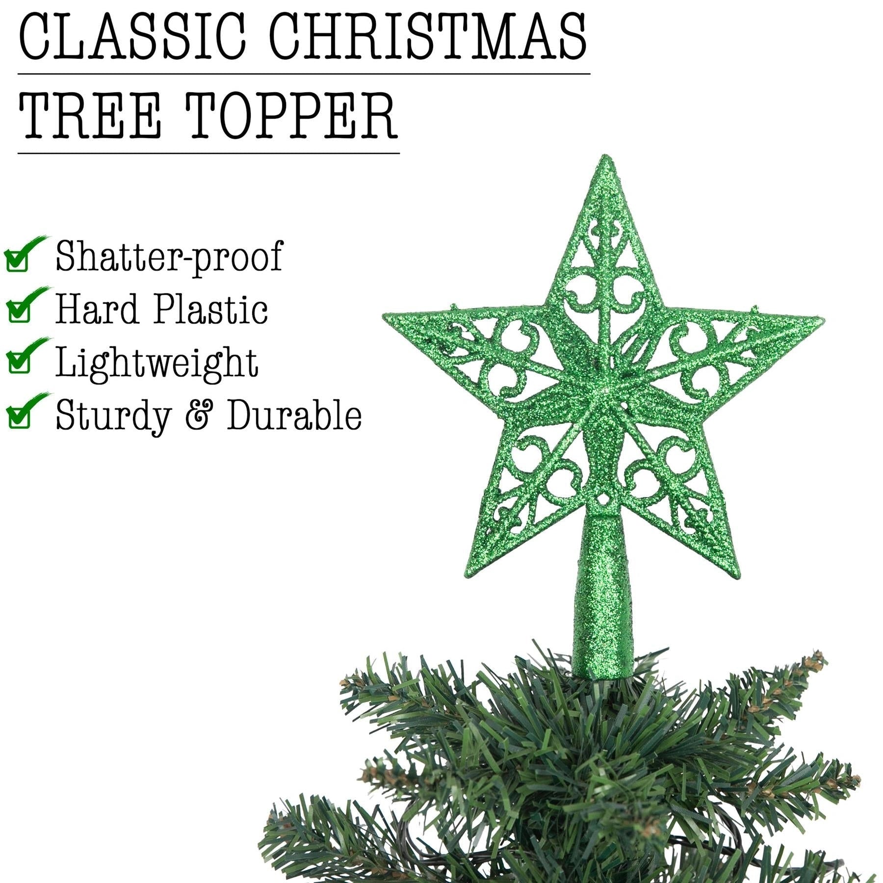 14.5Cm Star Tree Topper Dark Green