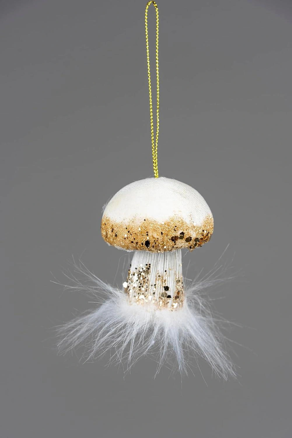 3X Christmas Hanging Ornaments Tree Pendants White Mushroom 7cm Xmas Decoration