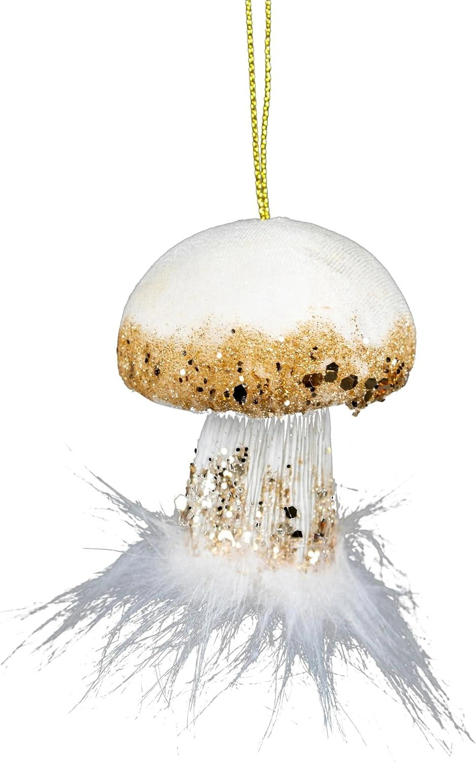 3X Christmas Hanging Ornaments Tree Pendants White Mushroom 7cm Xmas Decoration