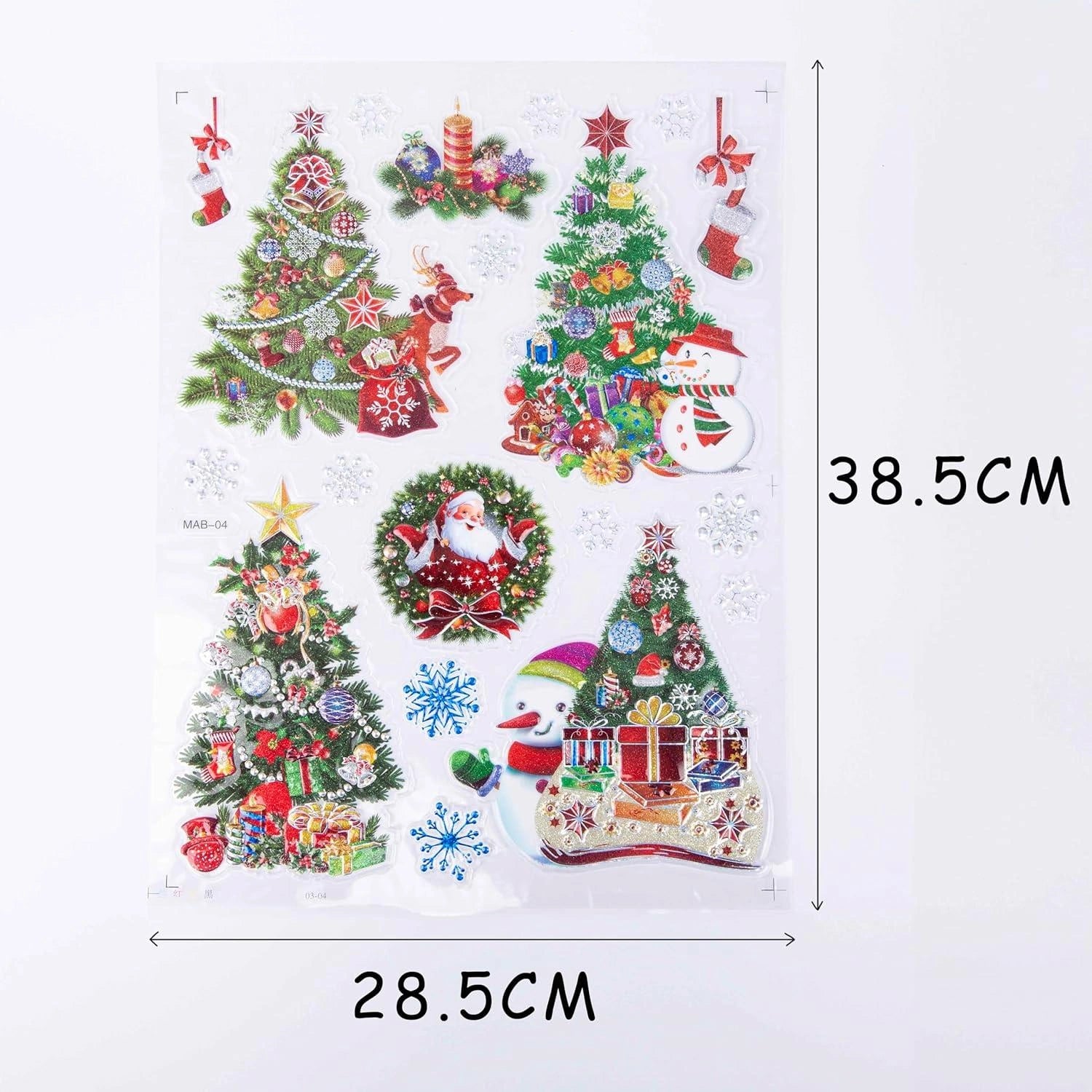 4 Christmas Window Stickers 3D Santa Snowflake Snowman Reusable Decal Xmas Decor