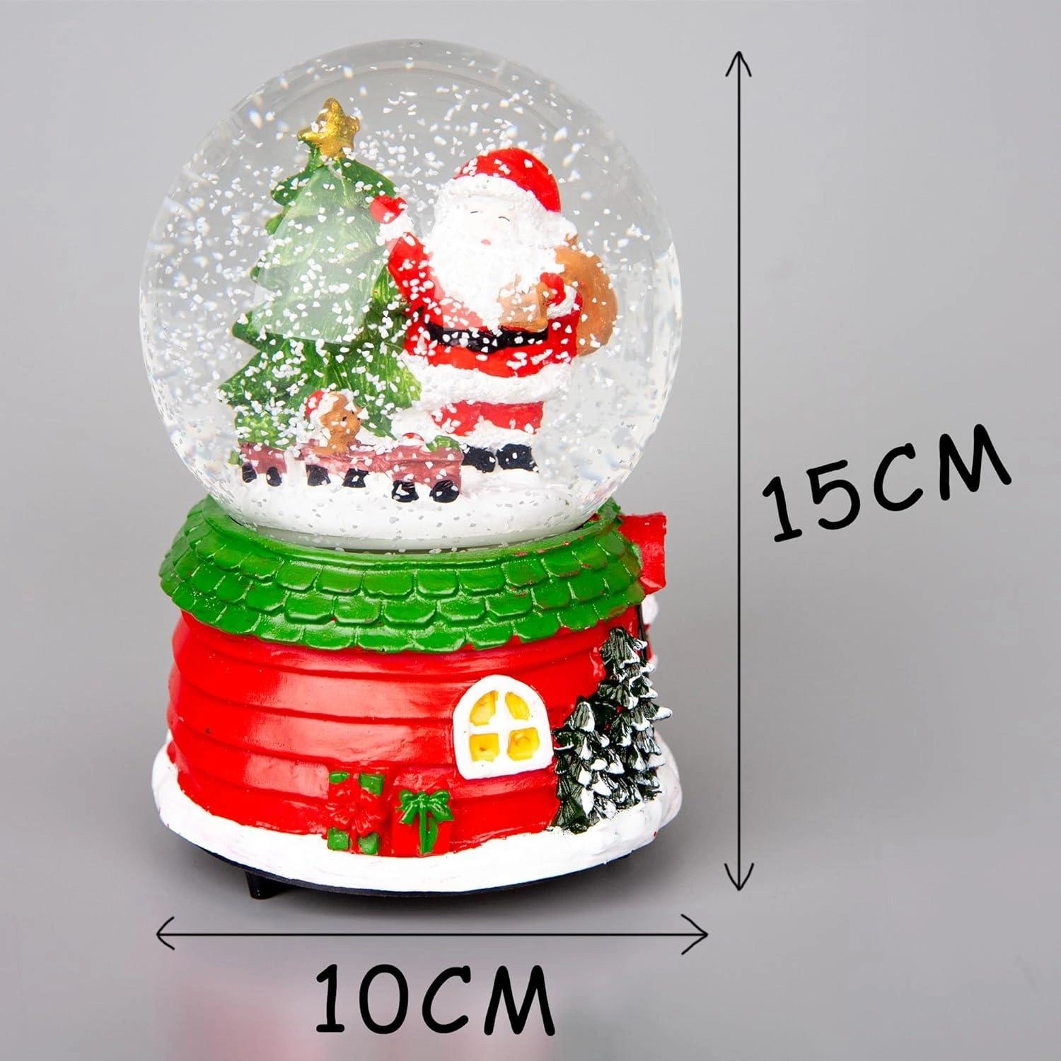 Musical Snow Globe Christmas Tree Santa House 15cm Tabletop Xmas Window Decor