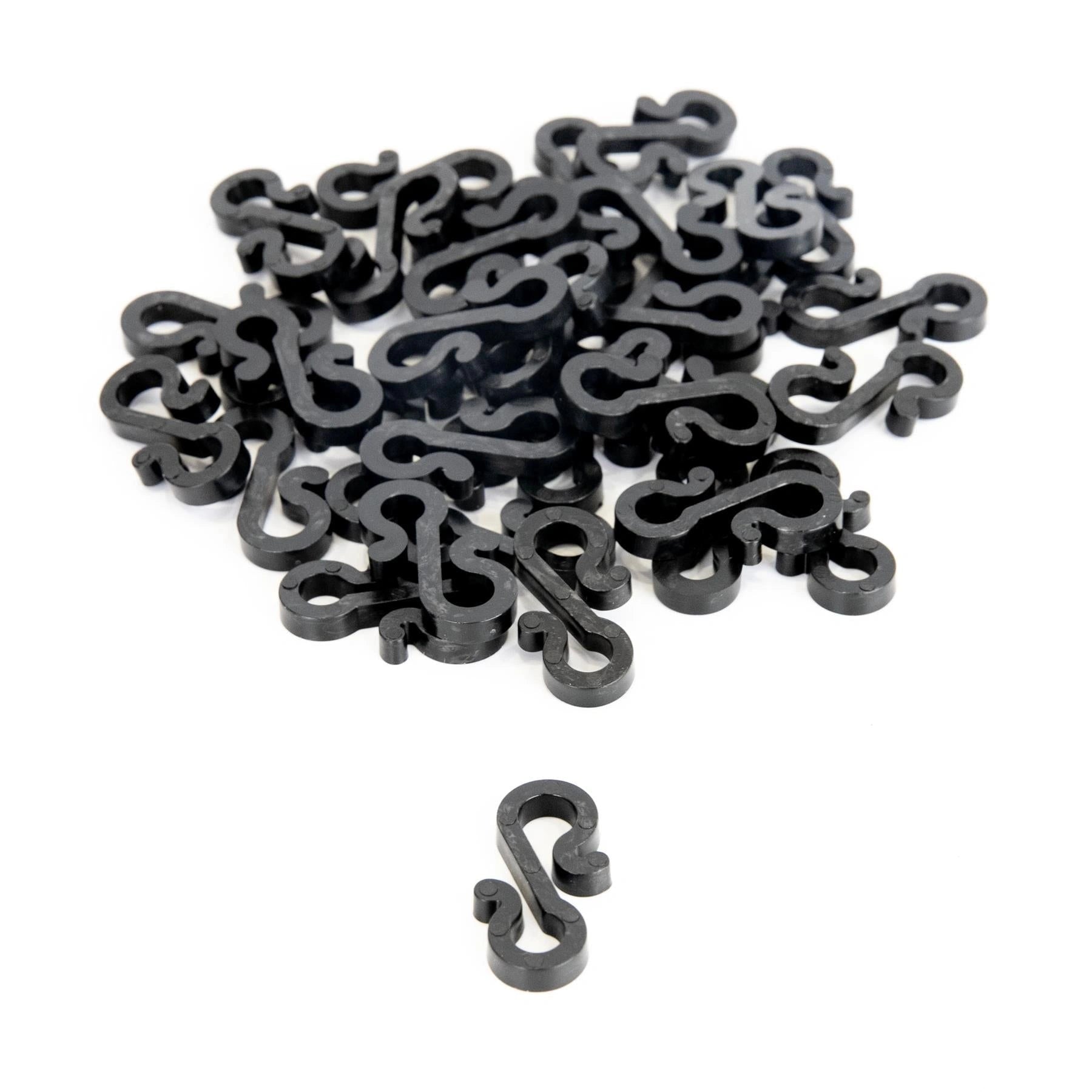 Mini Gutter Hook S Shape Christmas Fairy Light Hanger Black Plastic Clips 108pcs