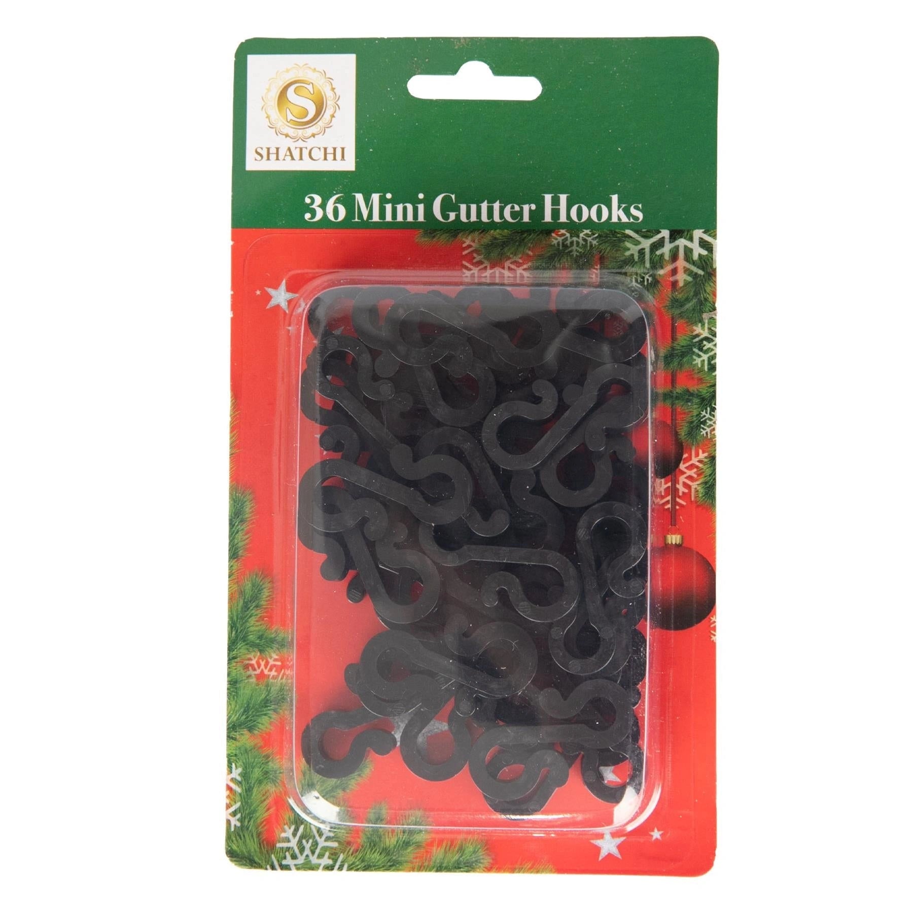 Mini Gutter Hook S Shape Christmas Fairy Light Hanger Black Plastic Clips 108pcs