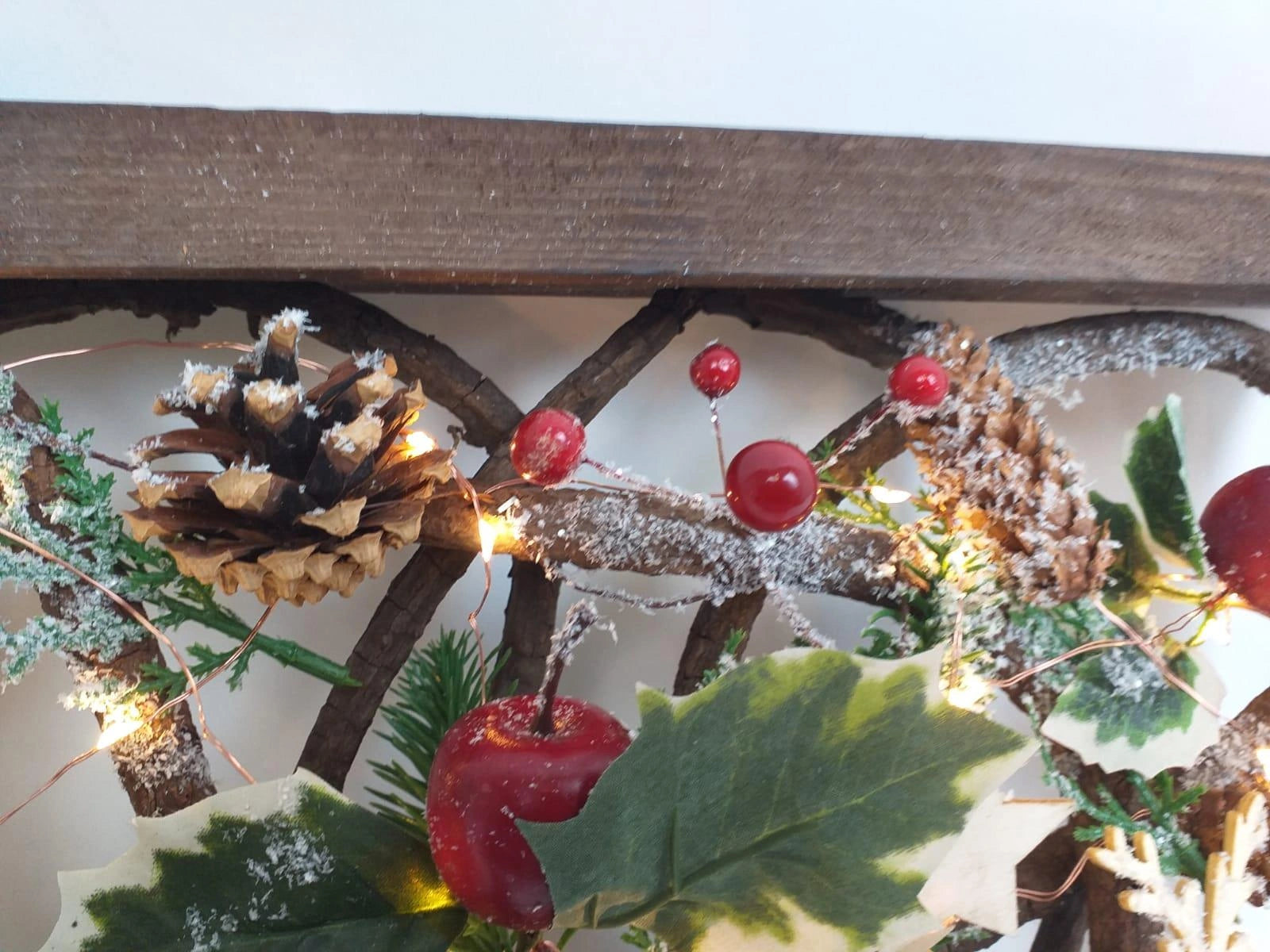 Pre Lit Christmas Table Decoration Rectangle Wooden Frame Window Xmas Home Gift